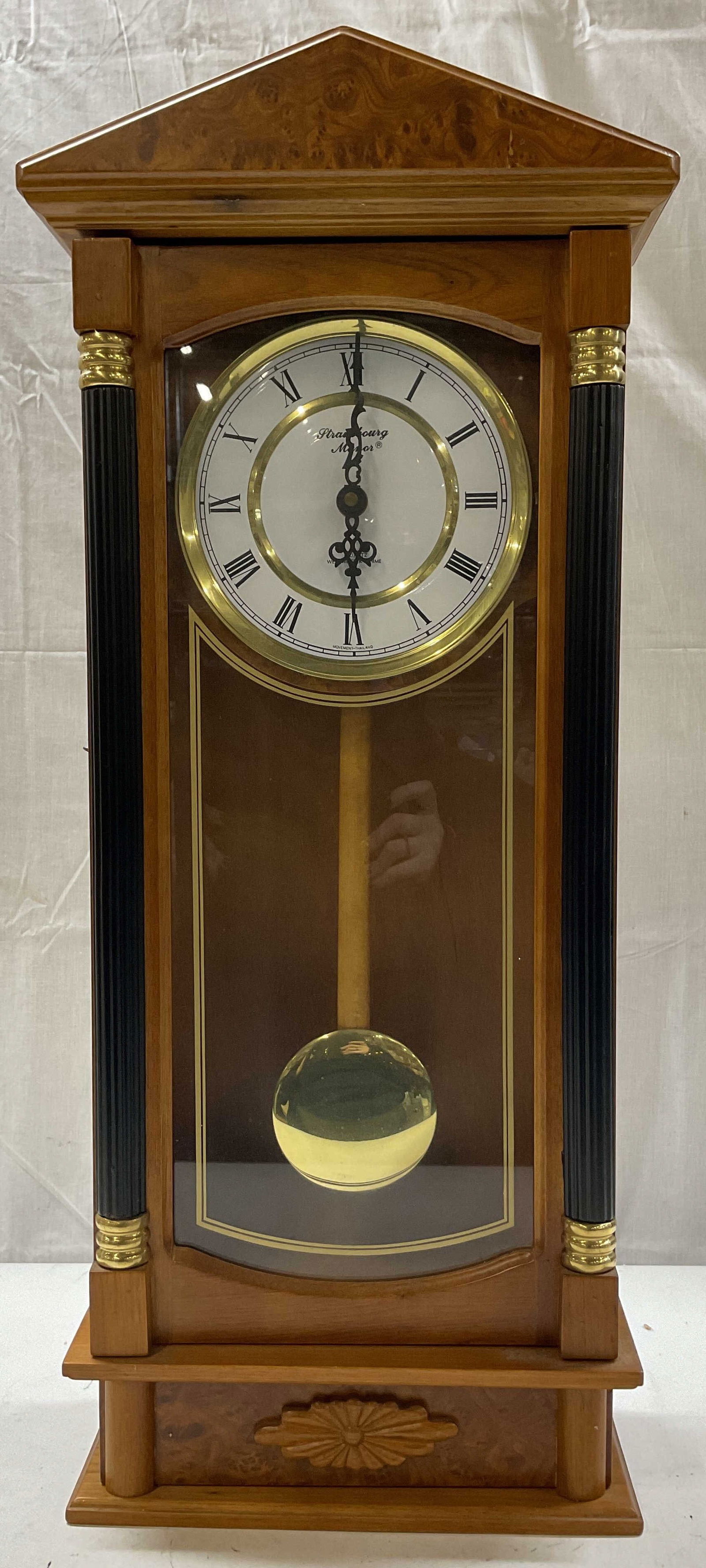 Strausbourg Manor Wooden Pendulum Wall Clock 26in (1 of 12)