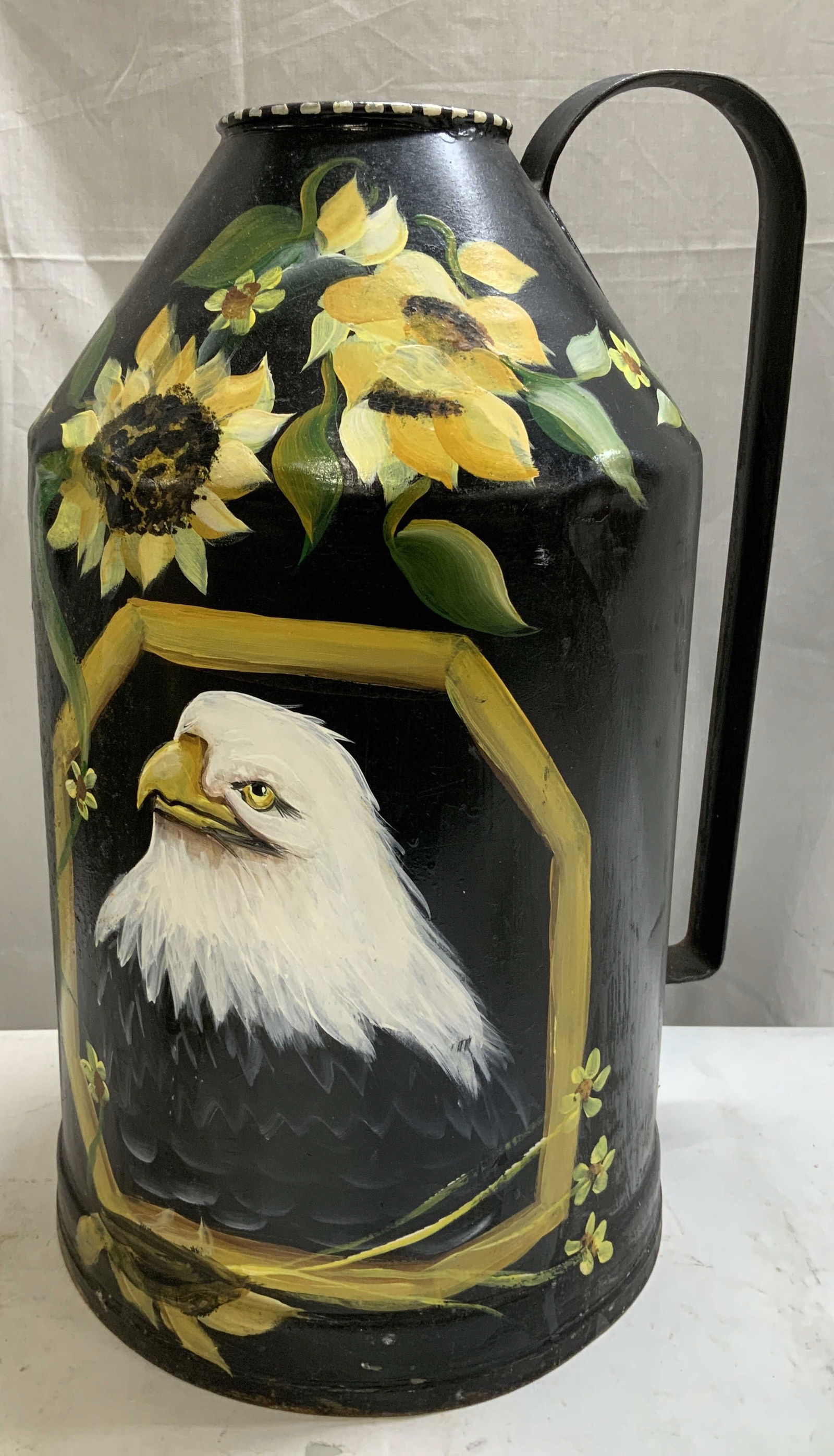 Vtg Hand Painted Bald Eagle Metal Milk Can 19in (1 of 7)