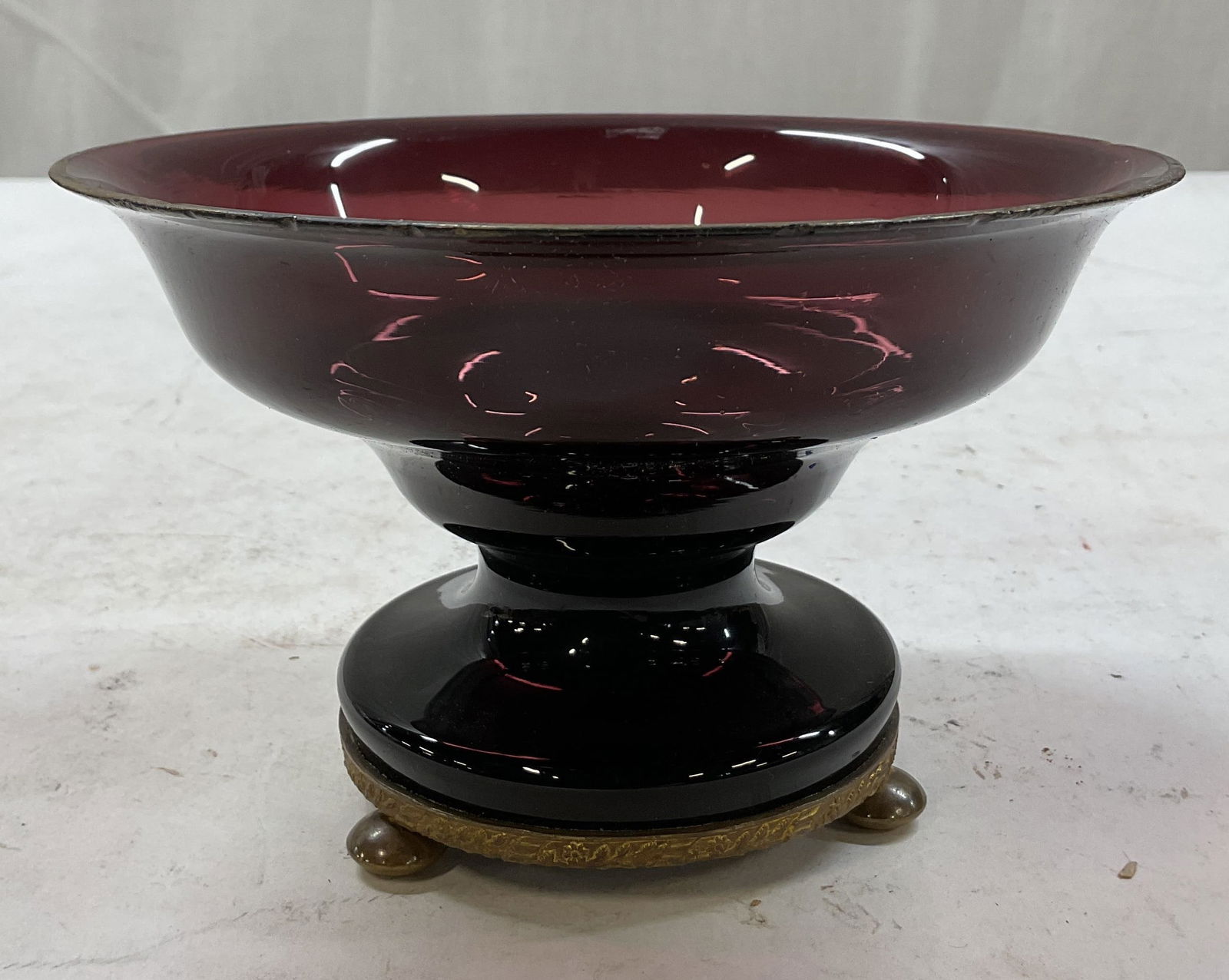 SGND Vintage Footed Pedestal Ruby Bowl Germany (1 of 10)