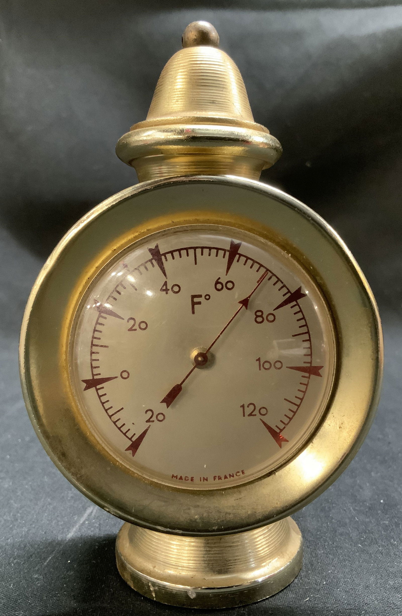 Vntg Brass Toned Desk Thermometer FRANCE (1 of 6)