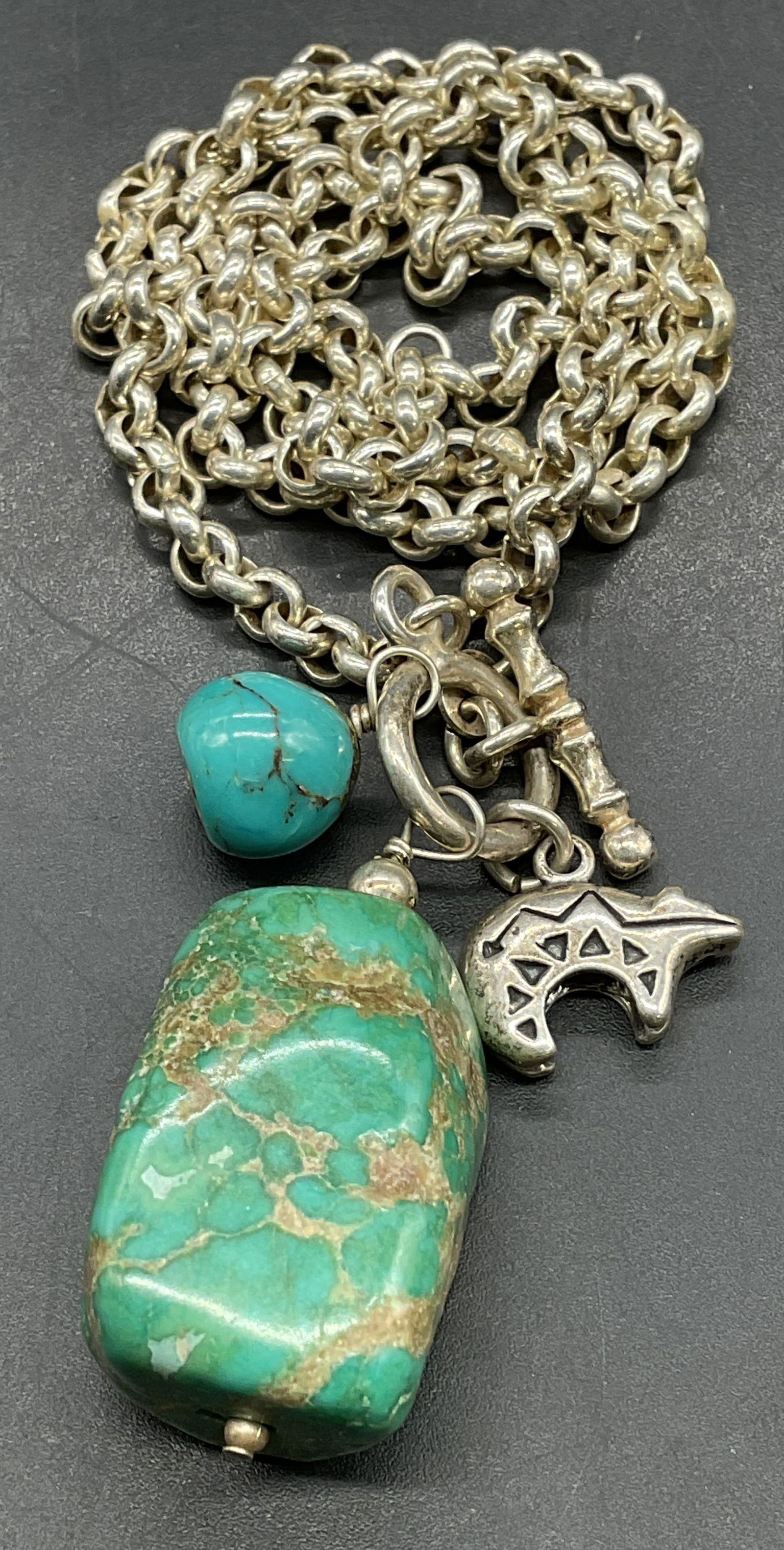 Sterling Silver Turquoise Pendant Necklace, Italy (1 of 6)