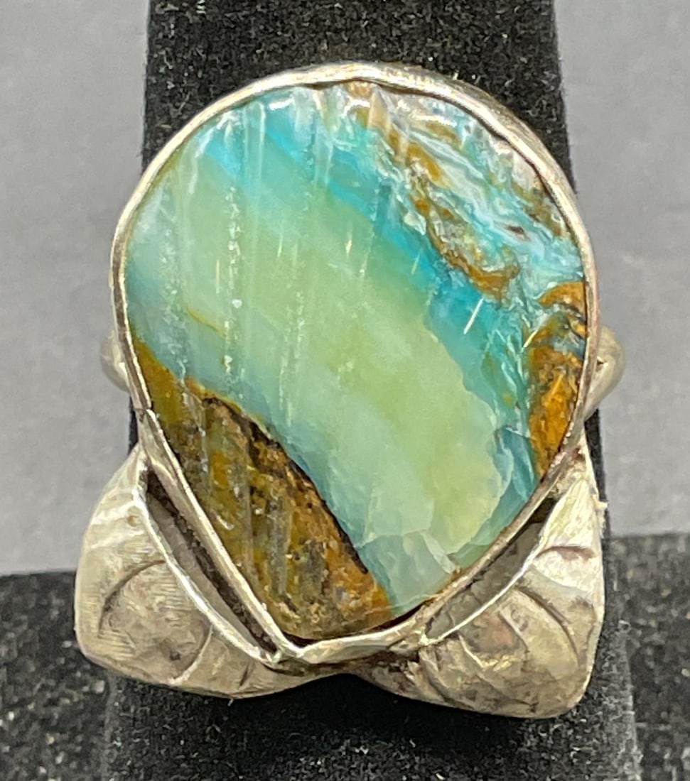 Signed EM Sterling Silver Semiprecious Ring (1 of 6)