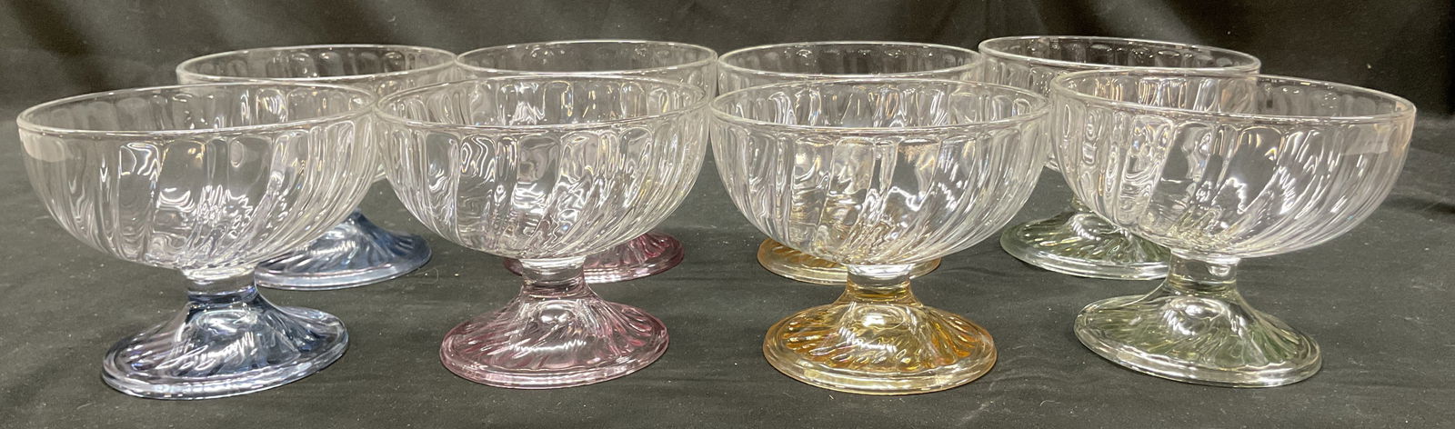 Set 8 Vintage Glass Pedestal Dessert Bowls (1 of 8)