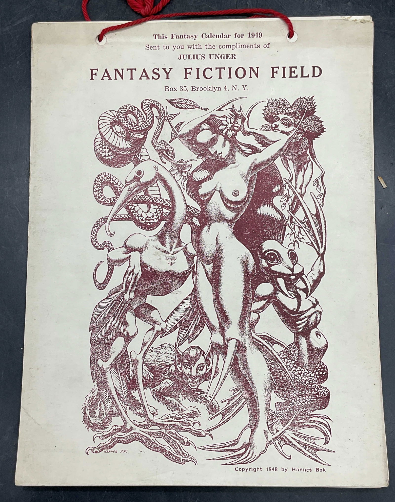 1949 Fantasy Calendar, Gnome Press, Bok, Cartier (1 of 14)