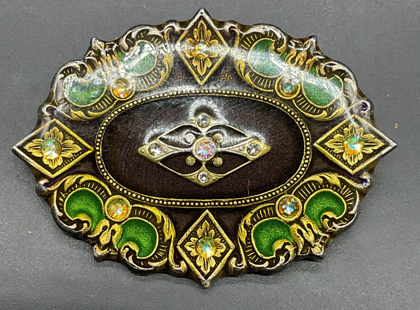 Catherine Popesco Enamel Crystal Brooch, France (1 of 6)