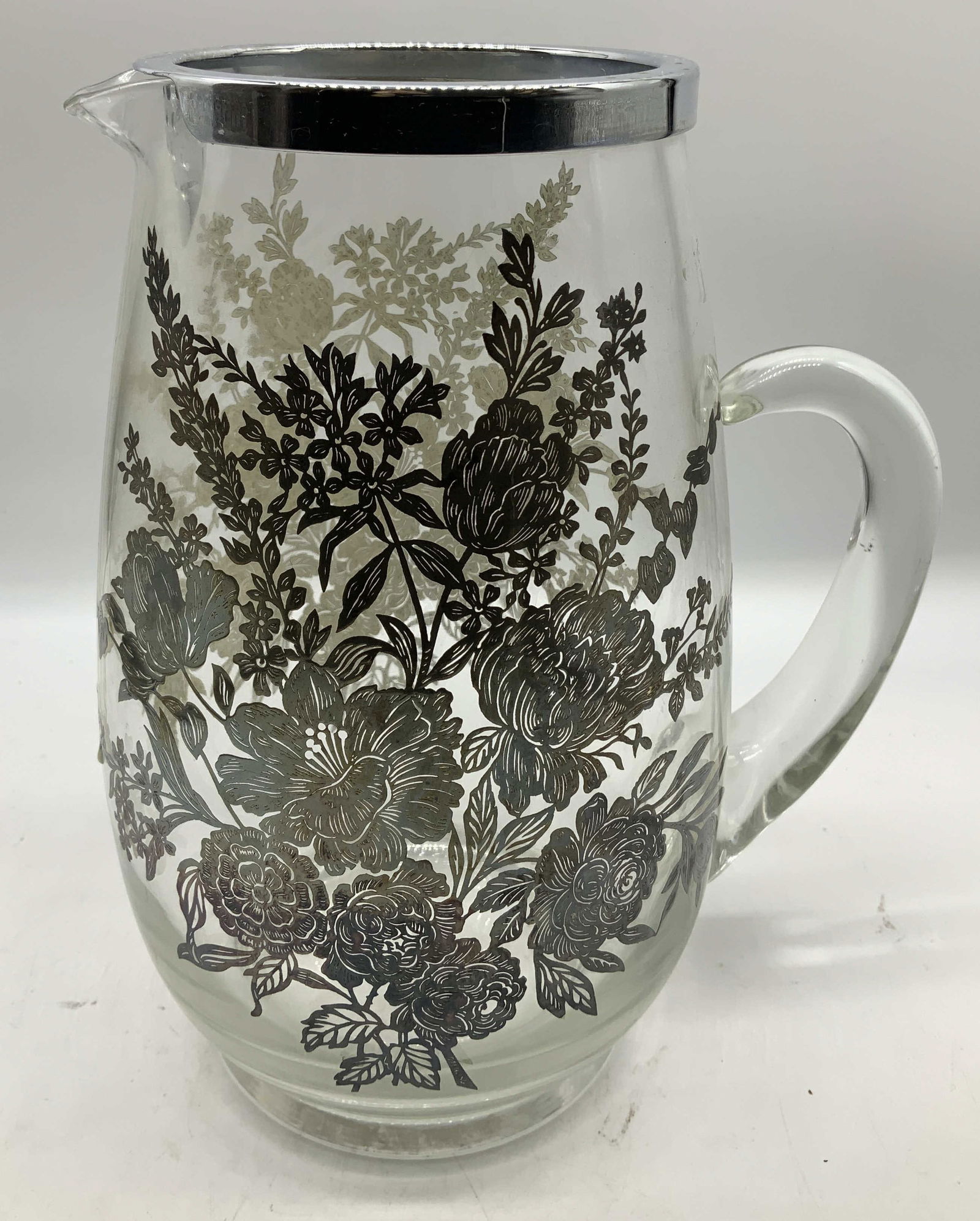 Vntg Sterling Silver Floral Overlay Pitcher (1 of 7)