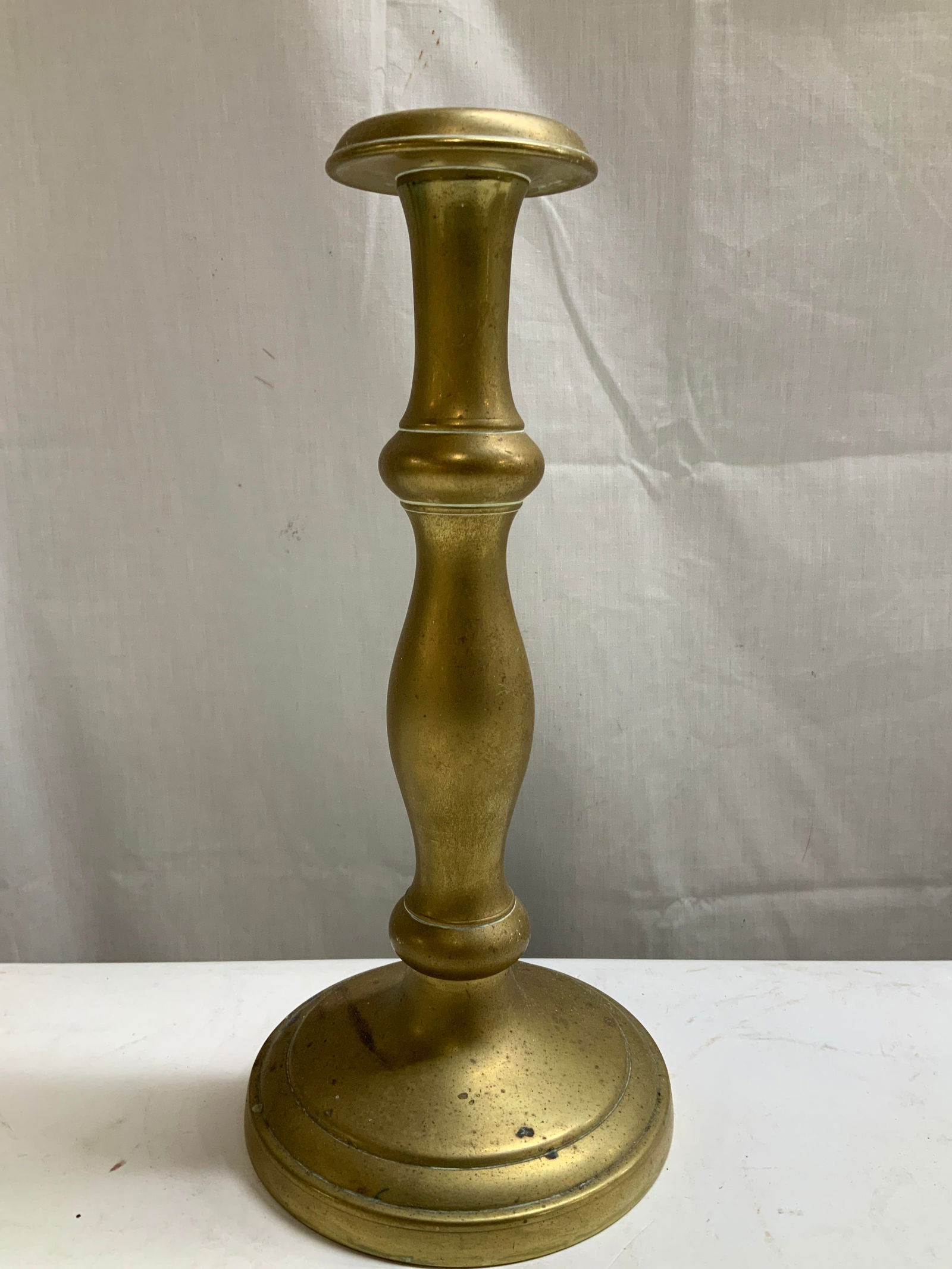 Antique Pair Heavy Solid Brass Candlestick Holders - 2