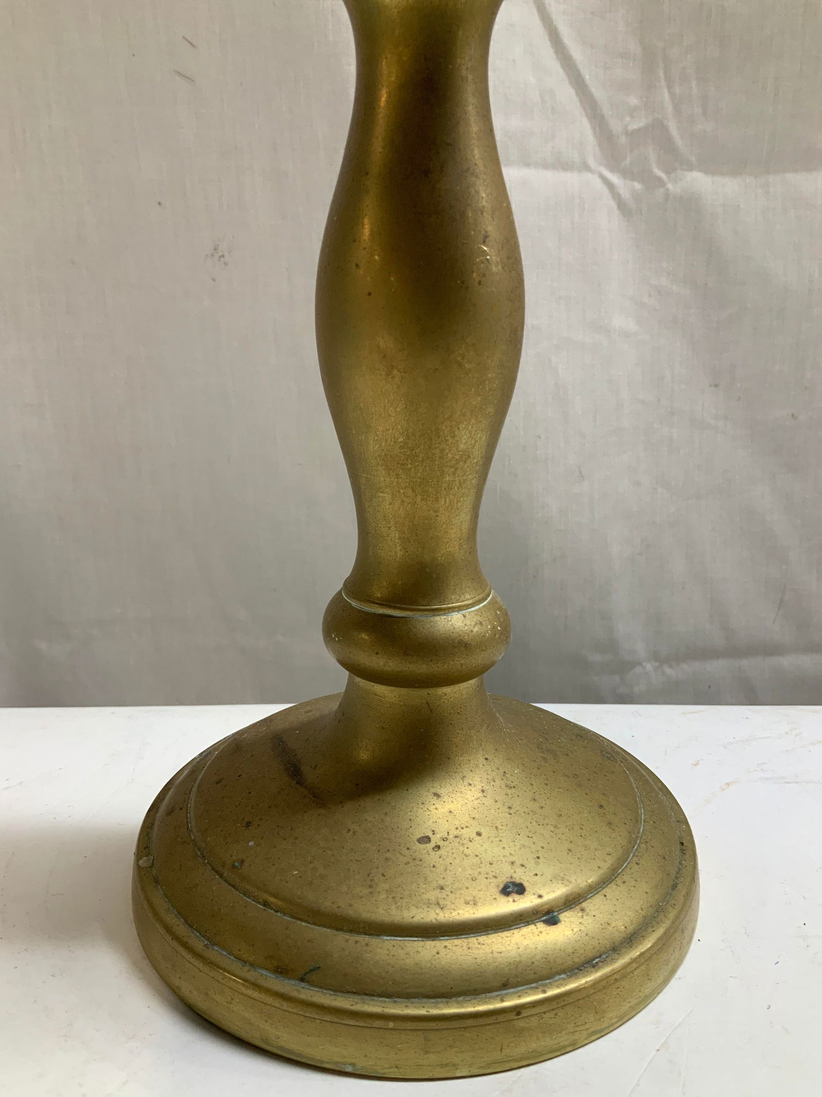 Antique Pair Heavy Solid Brass Candlestick Holders - 3