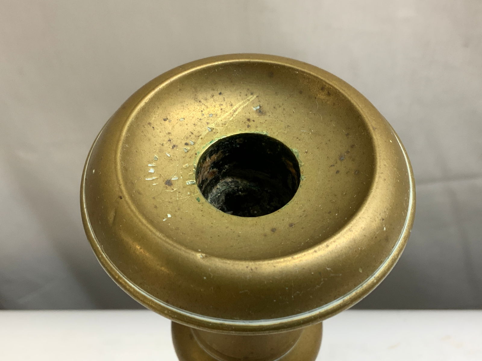 Antique Pair Heavy Solid Brass Candlestick Holders - 5