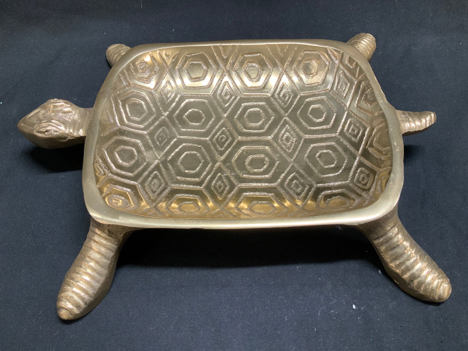 Vntg Brass Plated Laying Turtle Deco Dish (1 of 6)