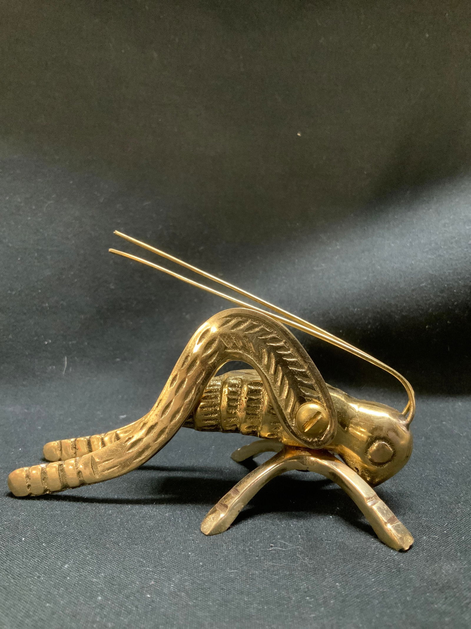 Vtg Solid Brass Grasshopper Figurine - 2
