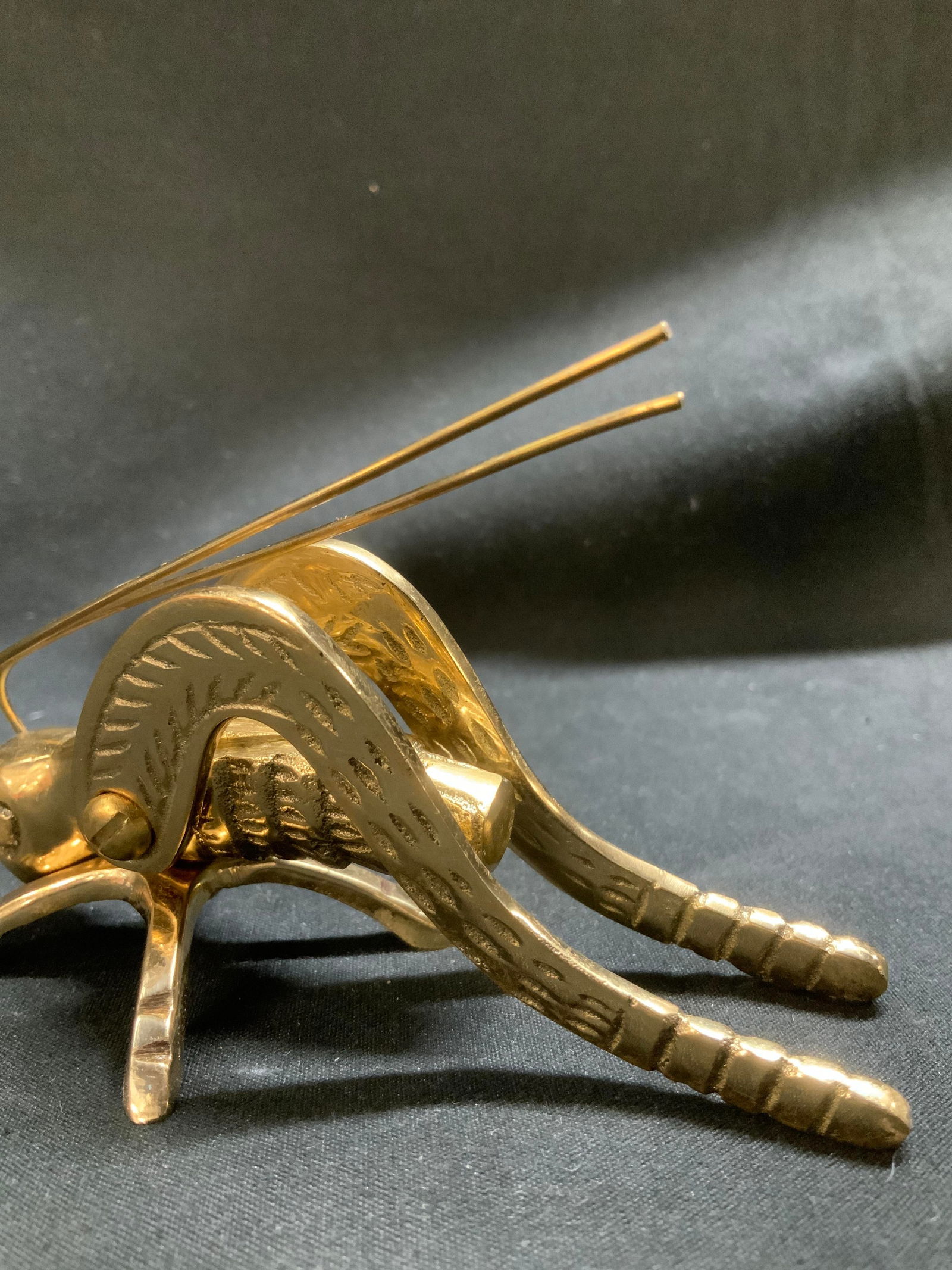 Vtg Solid Brass Grasshopper Figurine - 3