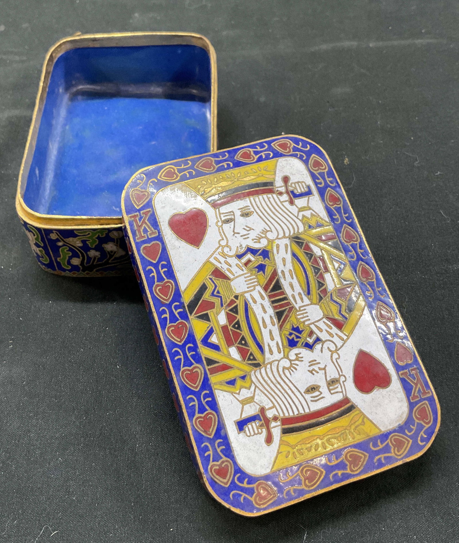 King Of Hearts Enameled Brass Lidded Trinket Box (1 of 12)