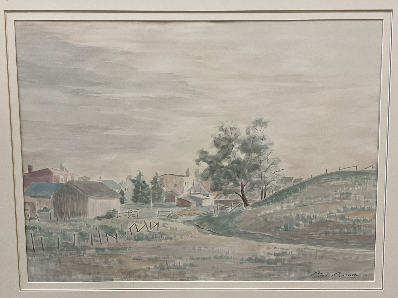 Pierre Brousseau Landscape Aquarelle Painting 41in (1 of 8)