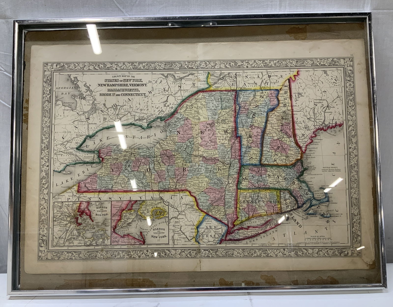 Antq 1860 Hand Colored Country Map States NY + 2ft (1 of 7)