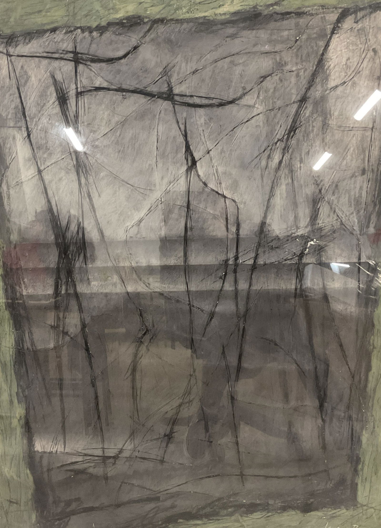 Signed Lawrence Berger Abstract Mixed Media 52in (1 of 7)