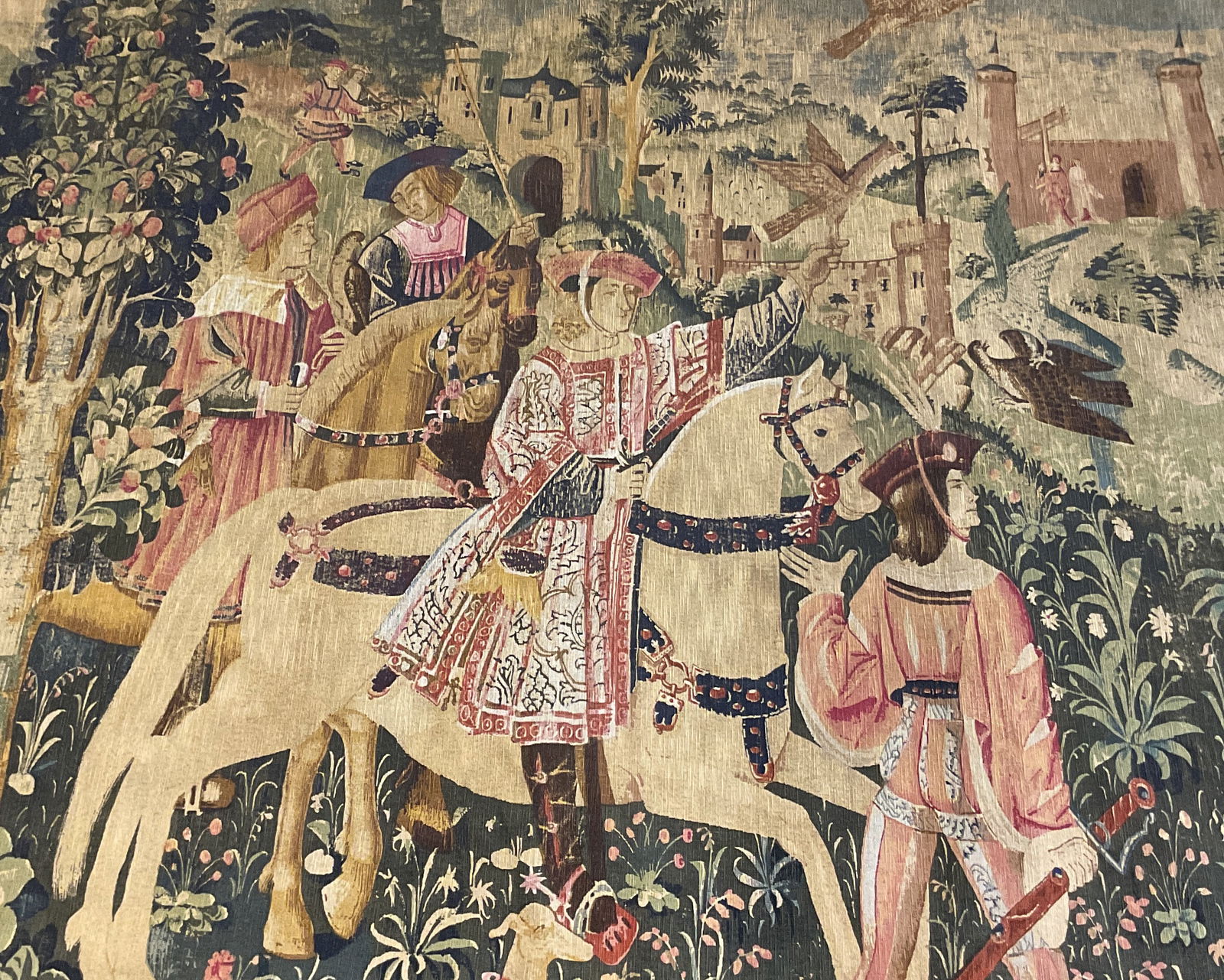 Rambouillet Vntg French Tapestry Leaving For Hunt 68i (1 of 12)