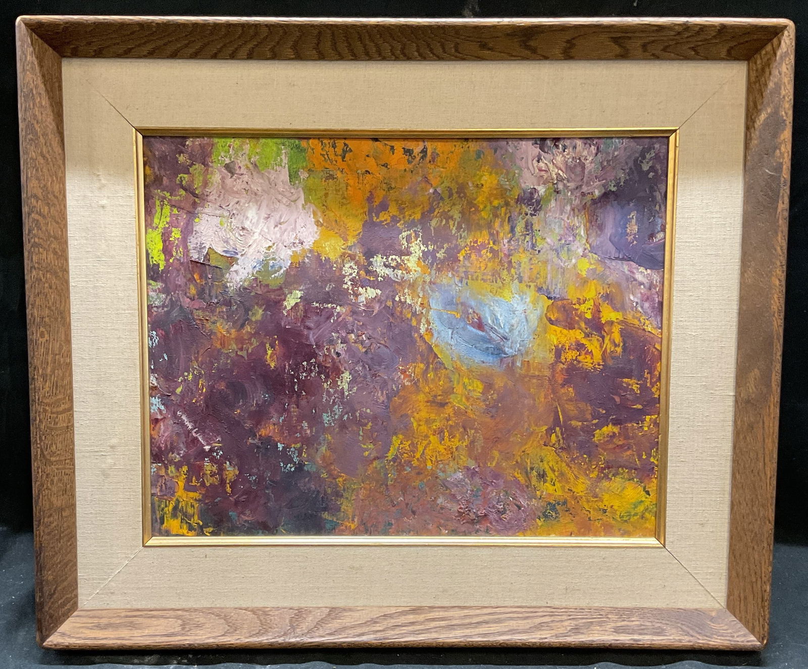 Framed Abstract Purple Yellow Oil Painting (1 of 6)