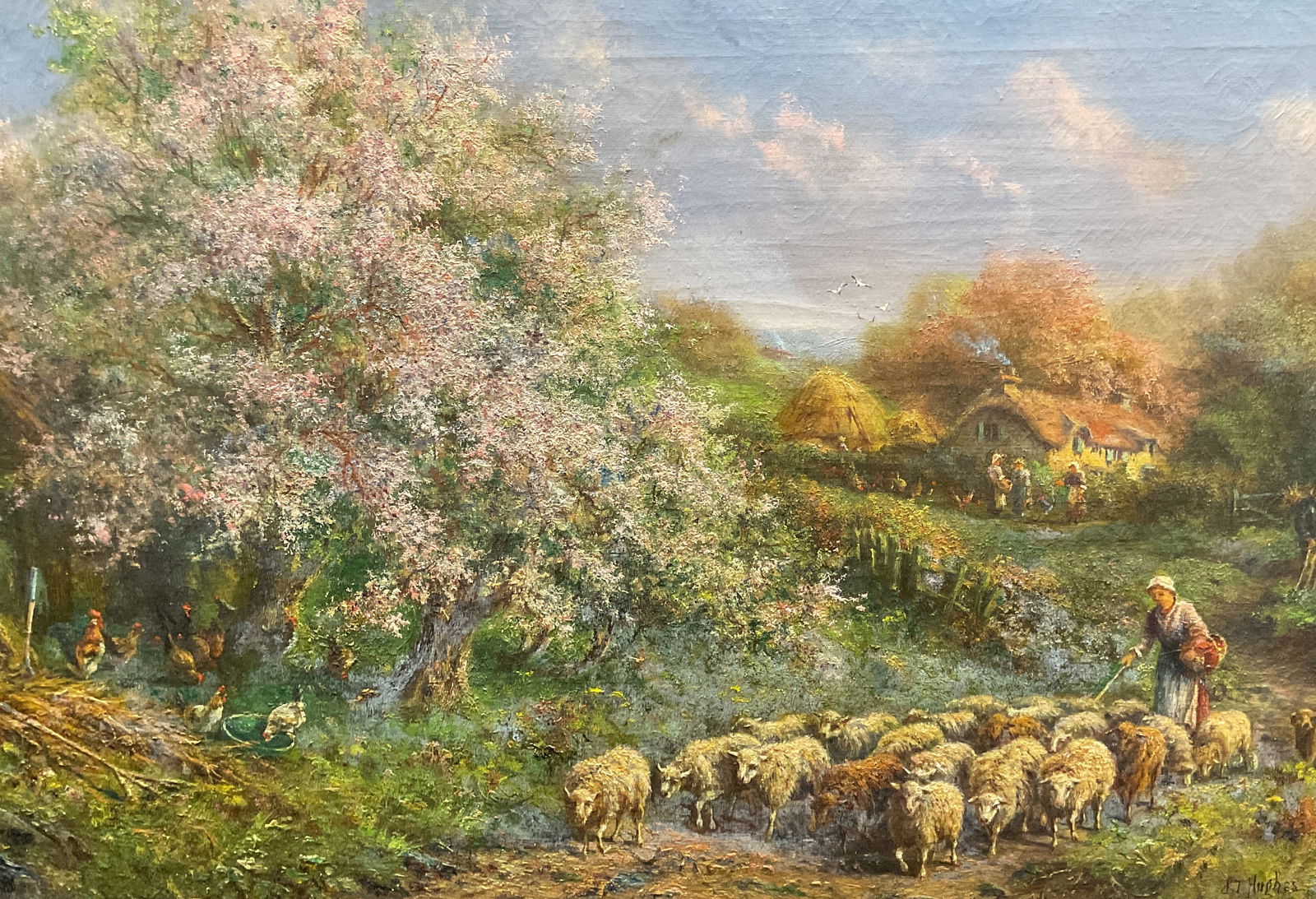 JT Hughes Times of Peace Sheep Oil Painting 30in (1 of 8)