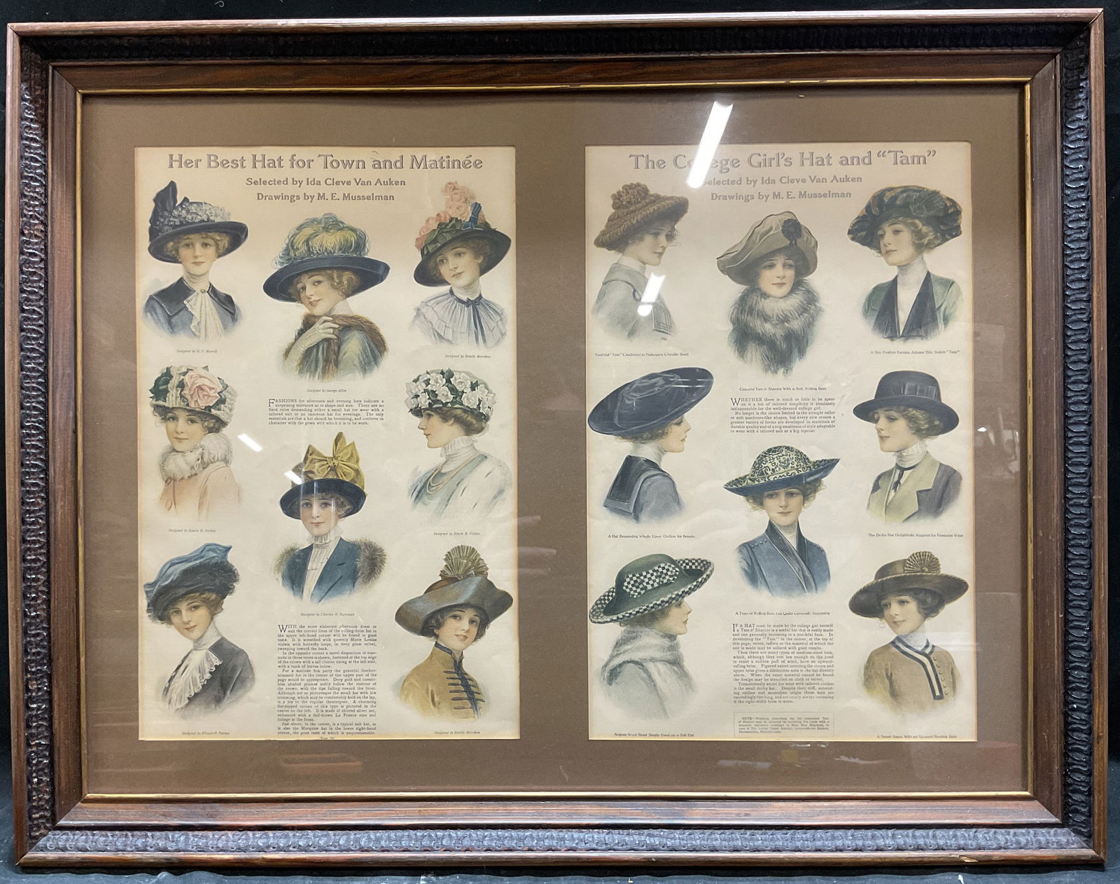 Antq Framed Ladies Home Journal Hat Lithographs (1 of 6)