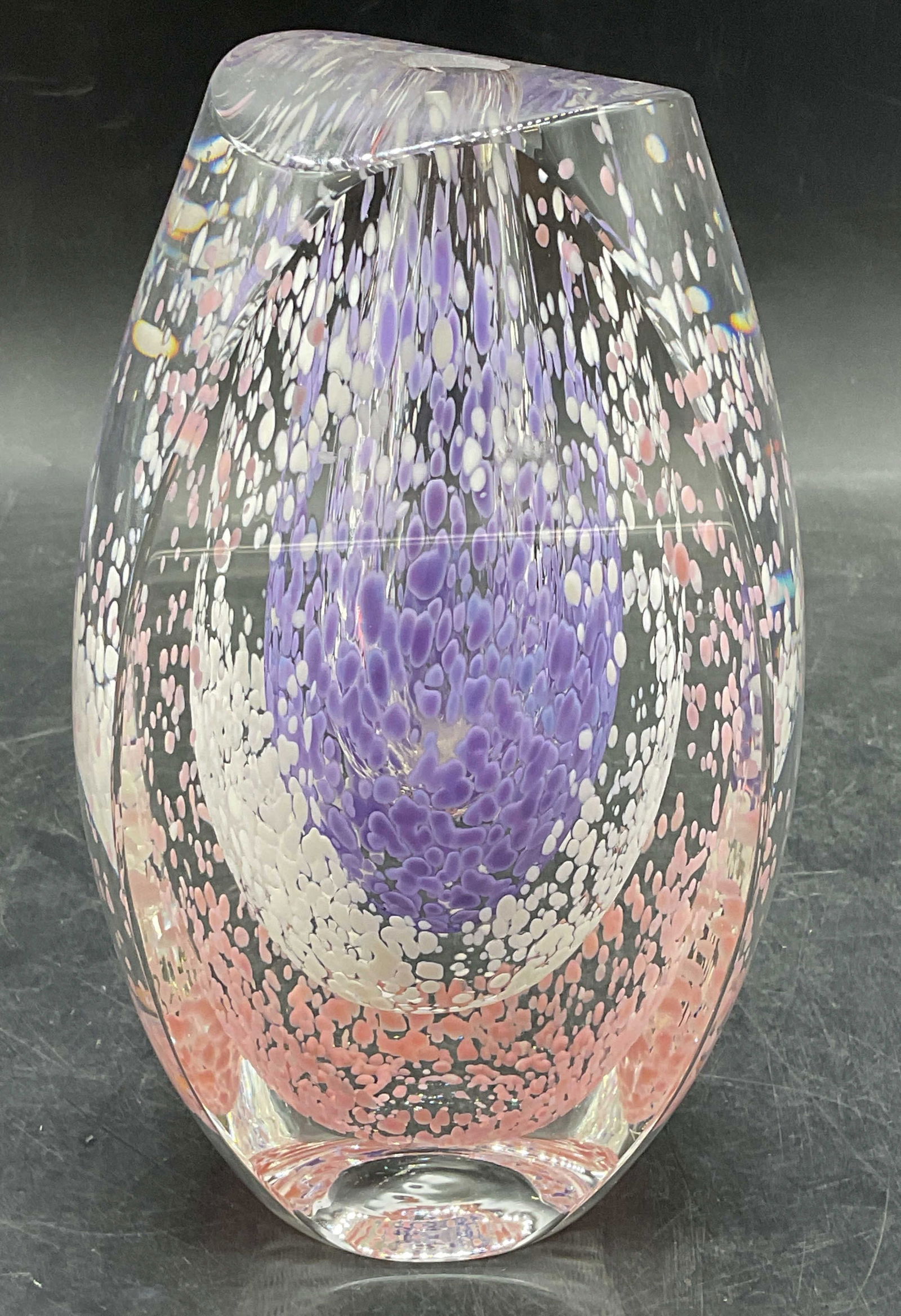 Modernist Hand Blown Art Glass Pink Lilac Vase (1 of 6)