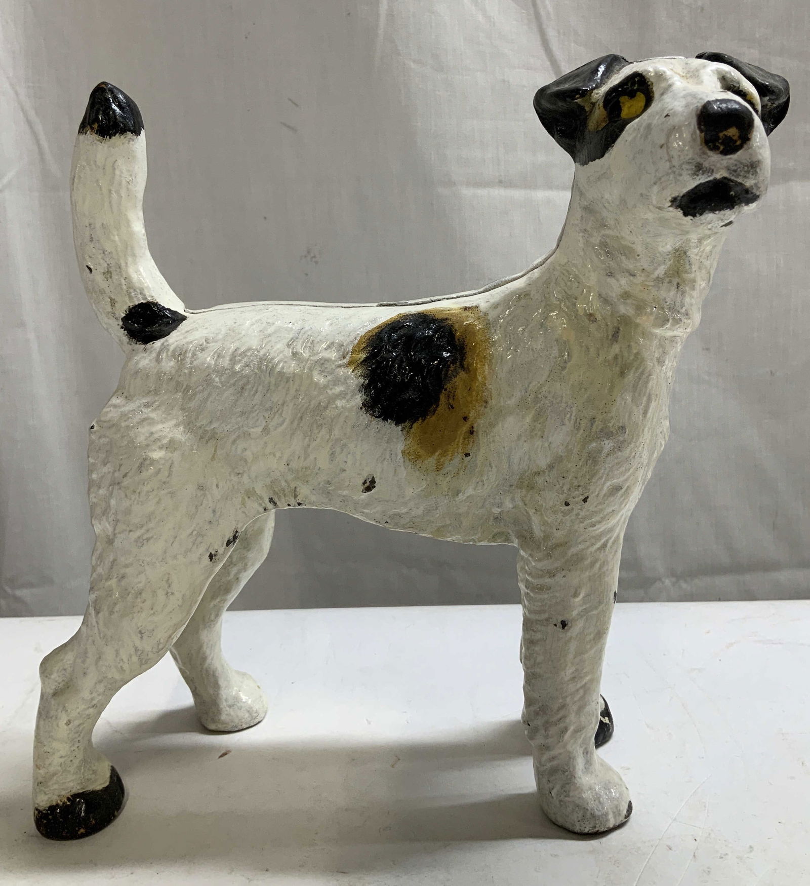 Vtg Cast Iron Wire Fox Terrier Doorstop (1 of 6)