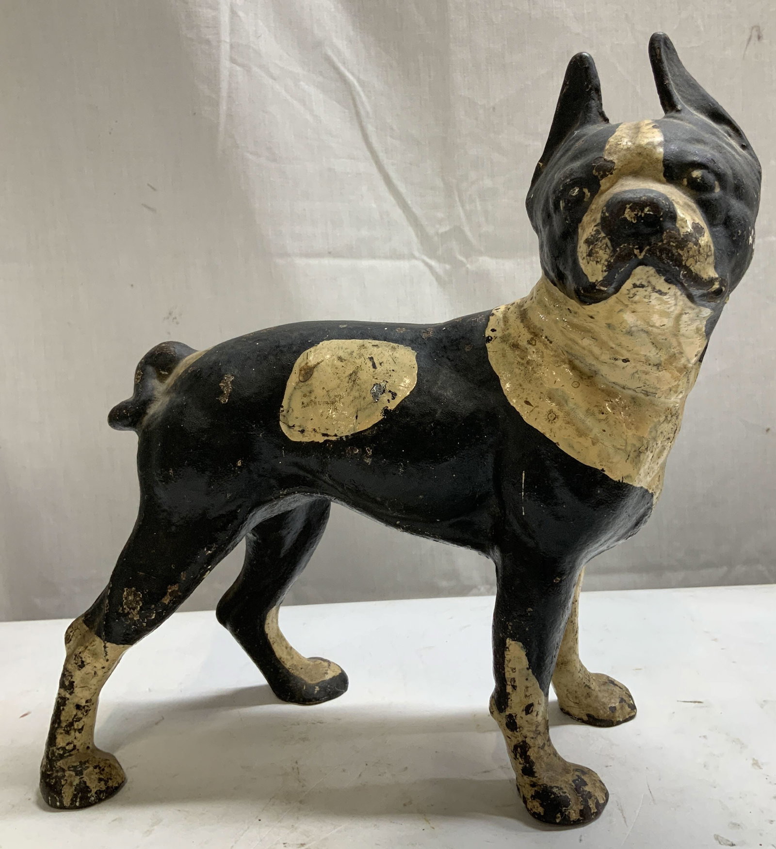 Vtg Cast Iron Boston Terrier Statue (1 of 6)