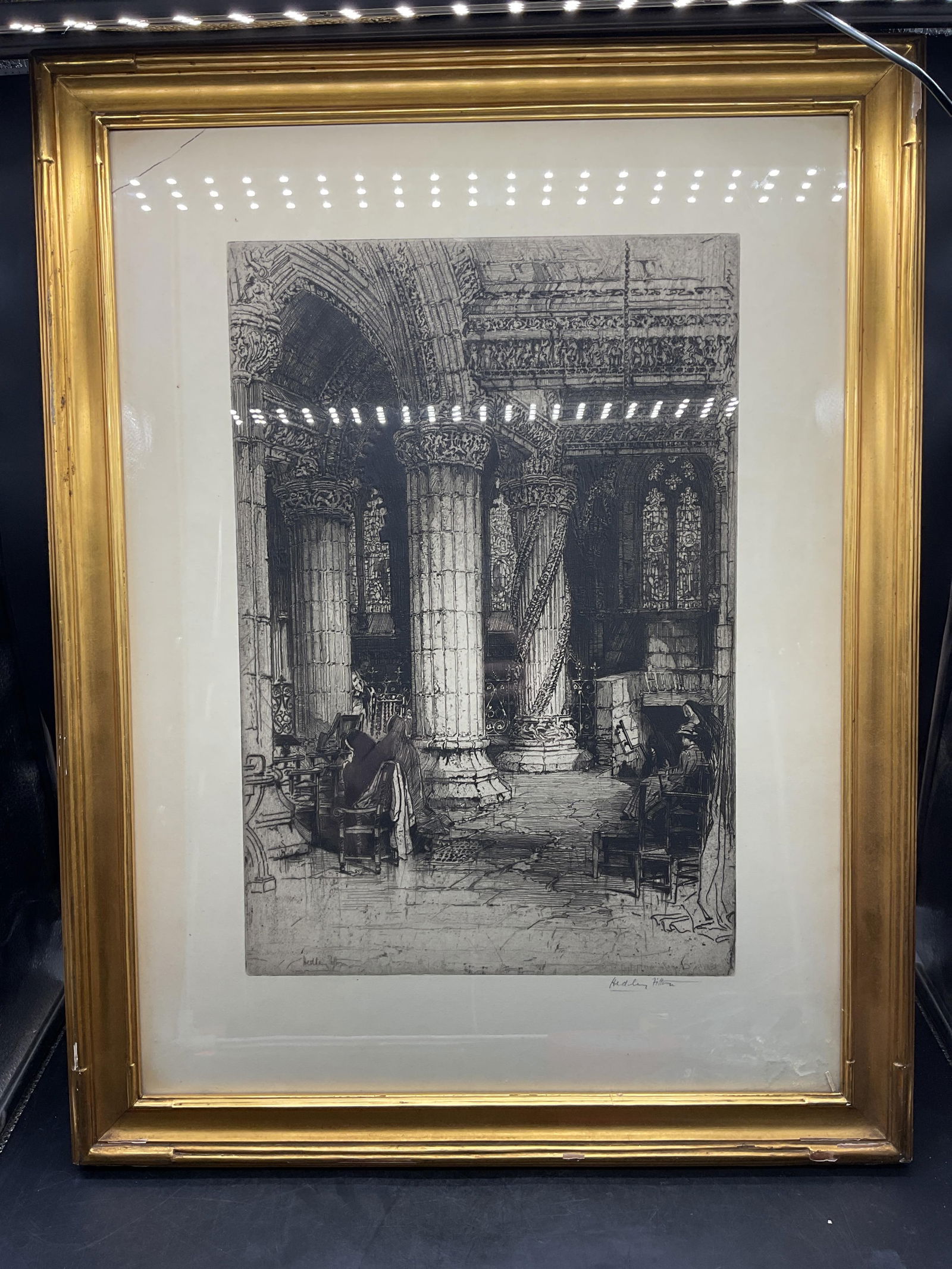 Signed Hedley Fitton Roslyn Chapel Etching 25in (1 of 6)