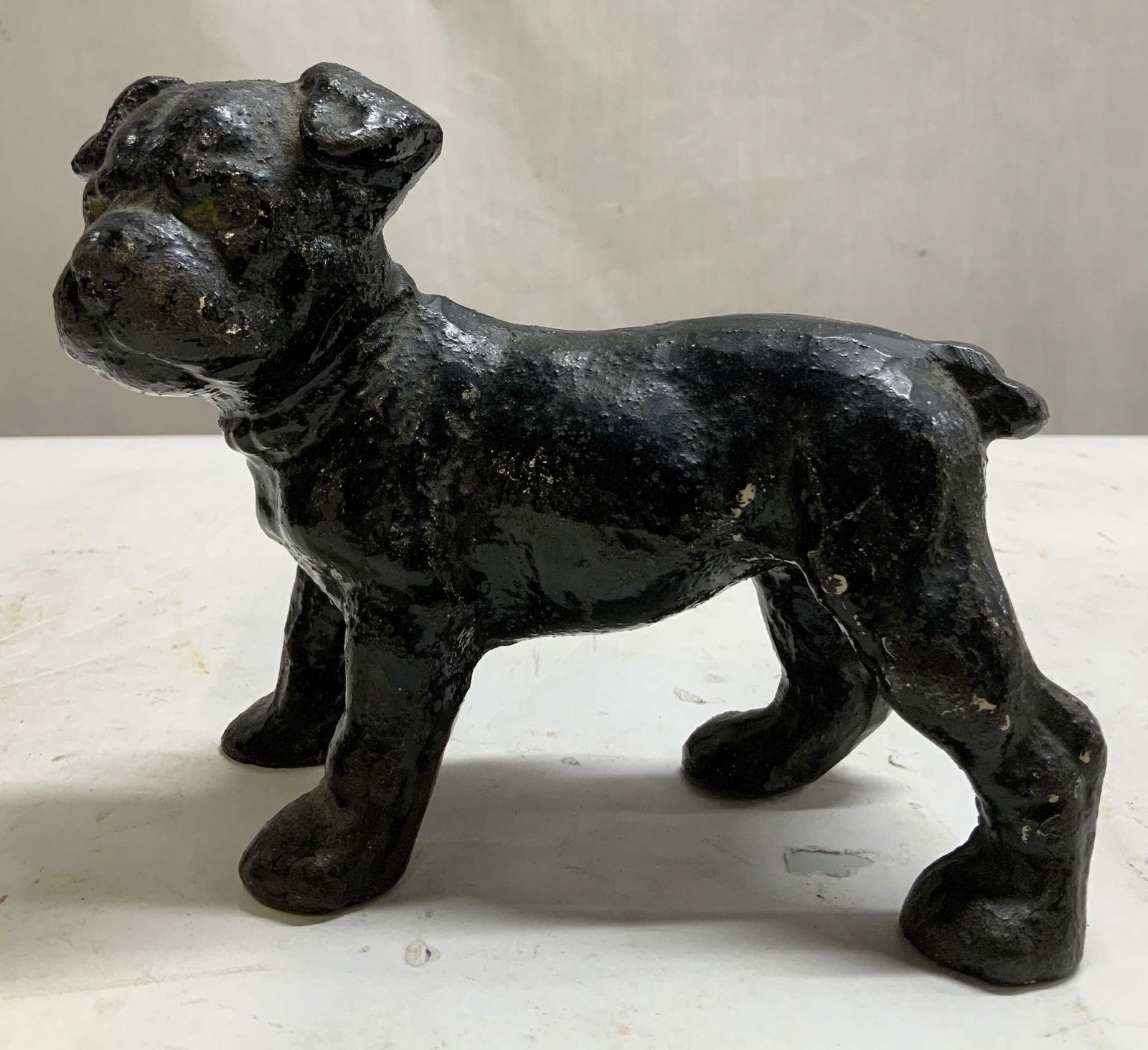 Vntg Cast Iron Black Bulldog Figurine (1 of 6)