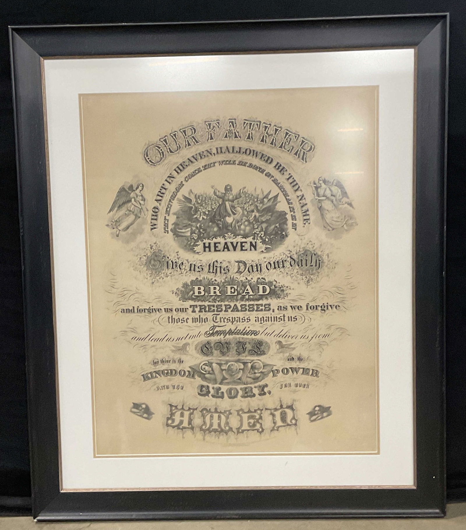 Framed Vintage Lords Prayer Lithograph 38in (1 of 6)