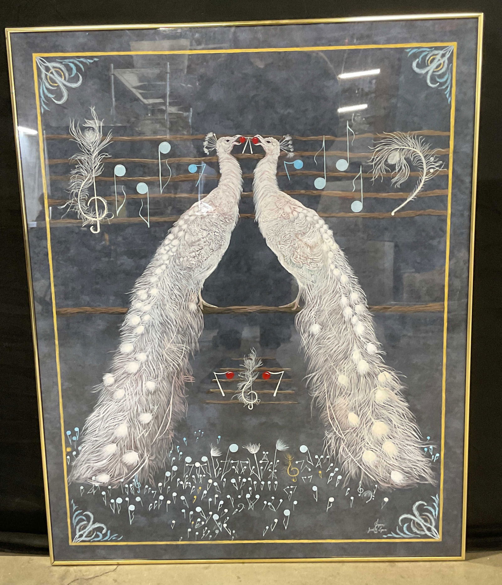 Signed Judith Lynn Peacocks & Music Painting (1 of 6)