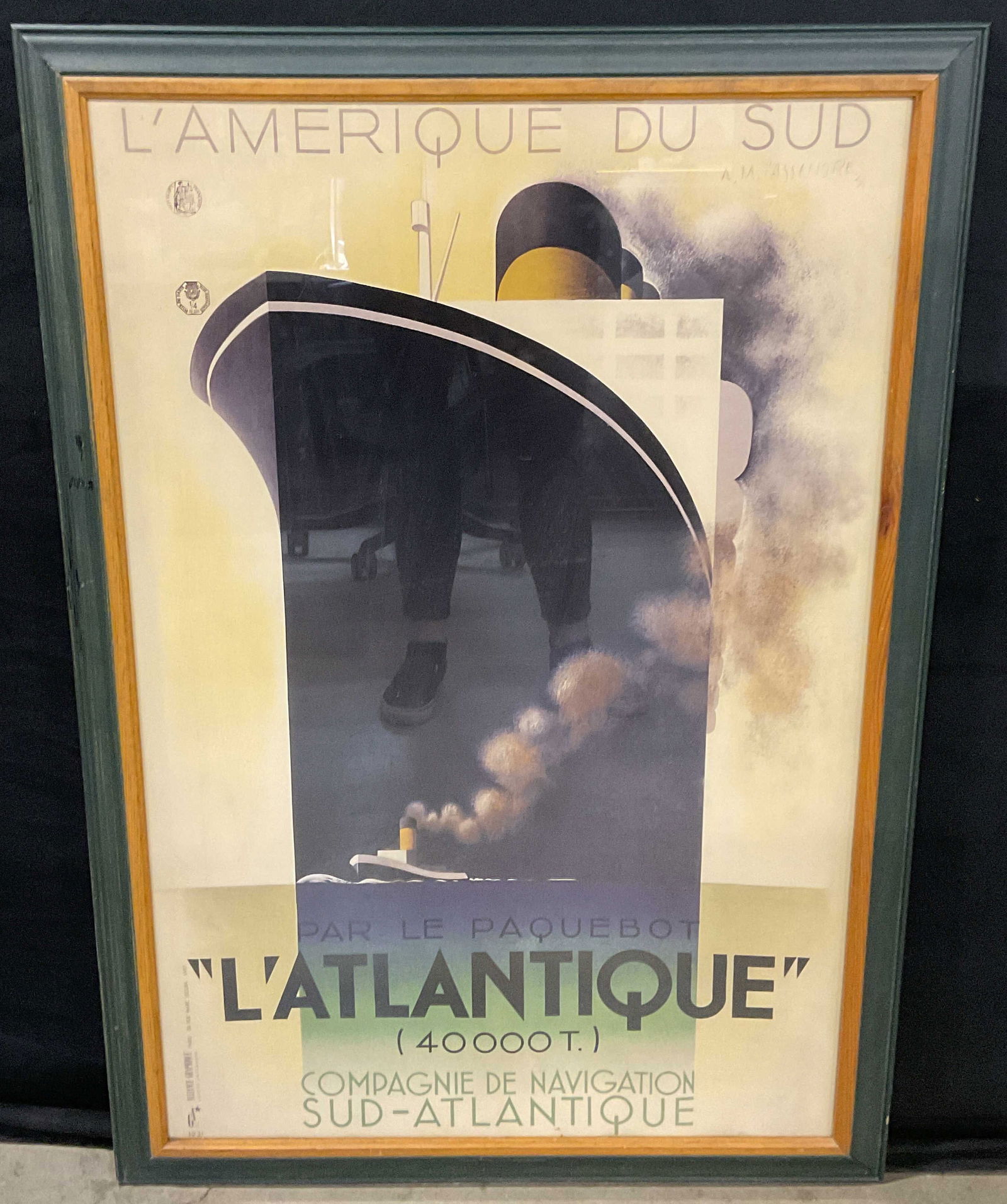 Framed Art Deco L Atlantique Travel Poster 39in (1 of 6)