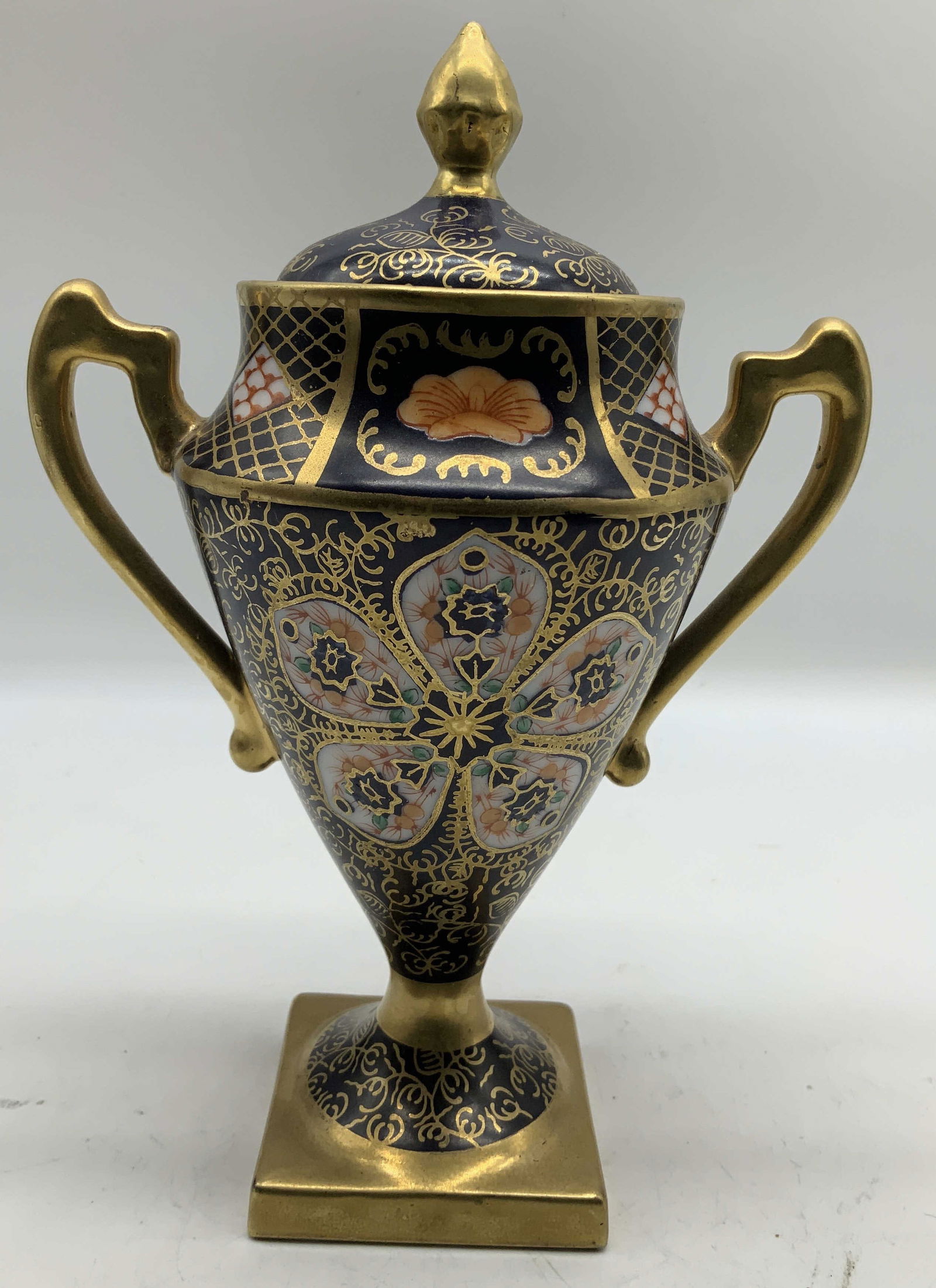 Vtg Royal Carlton Cobalt Blue & Gilt Lidded Vessel (1 of 6)