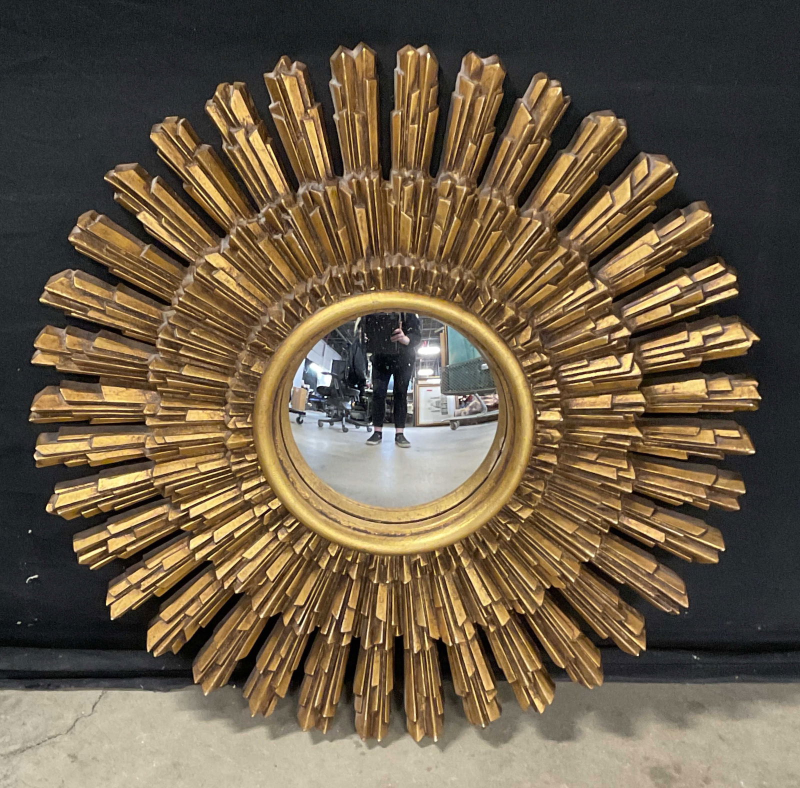 Vintage Gilt Wood Sunburst Convex Wall Mirror (1 of 6)