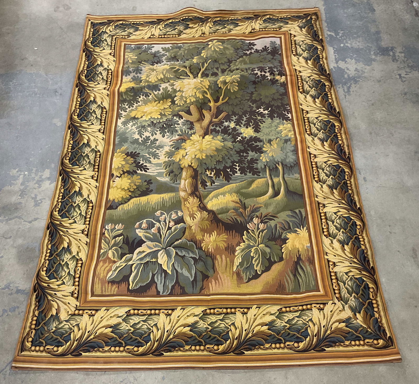 Vtg Halluin Verdure Wool Tapestry, France 355cm (1 of 6)