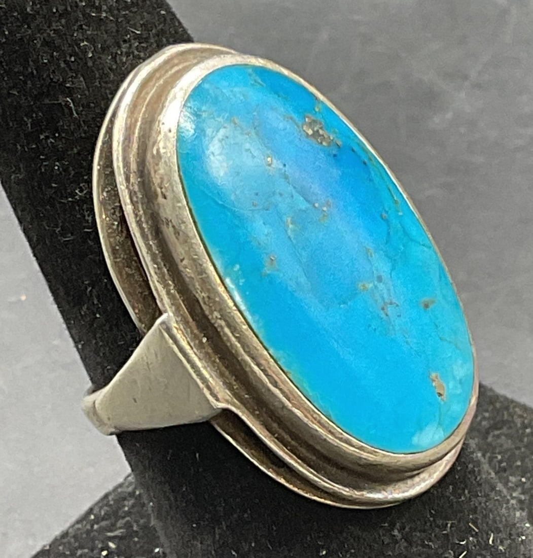 Vintage Sterling Silver Blue Semiprecious Ring (1 of 6)