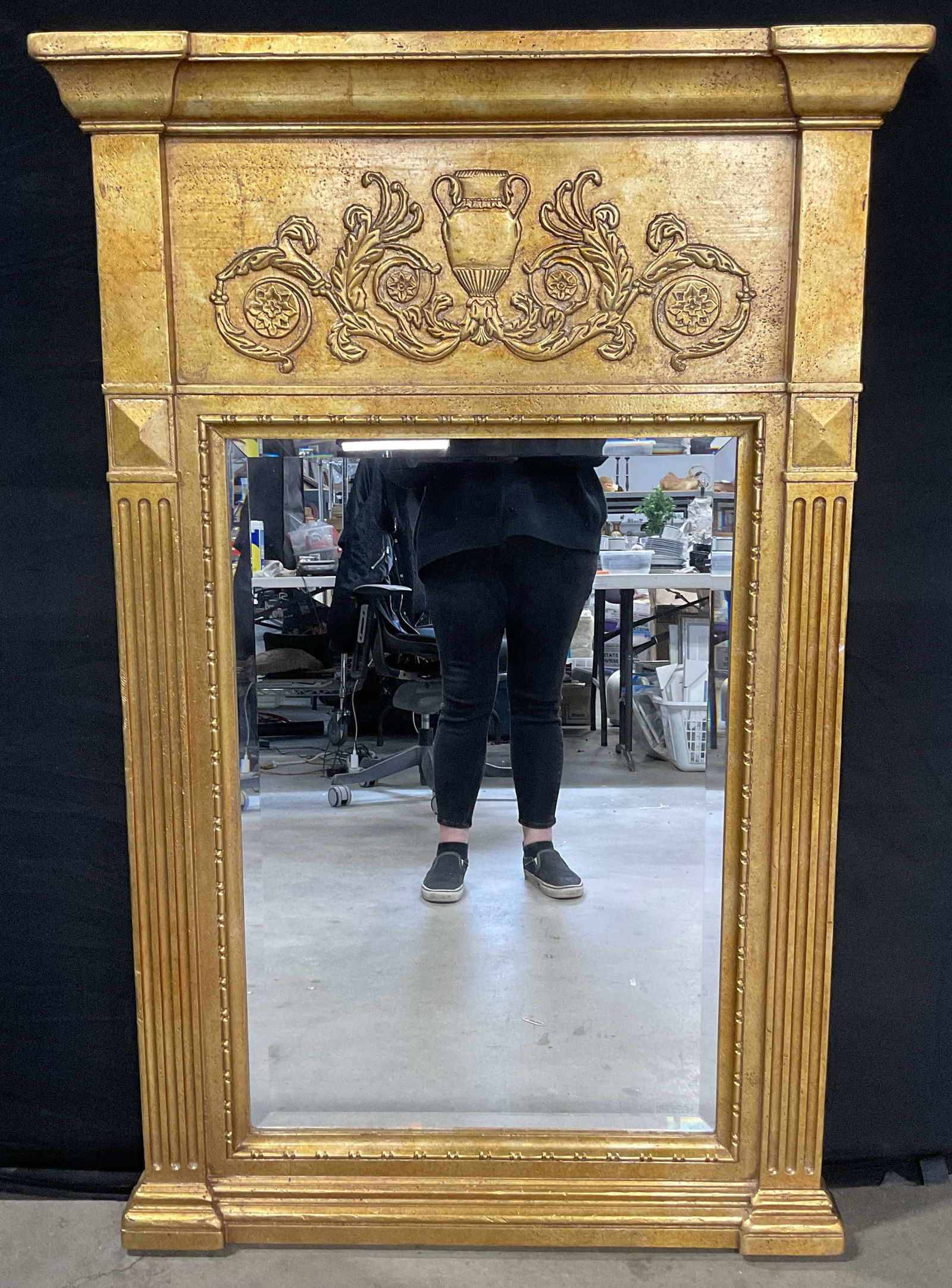 Gilt Wood Neoclassical Style Trumeau Mirror 52in (1 of 6)