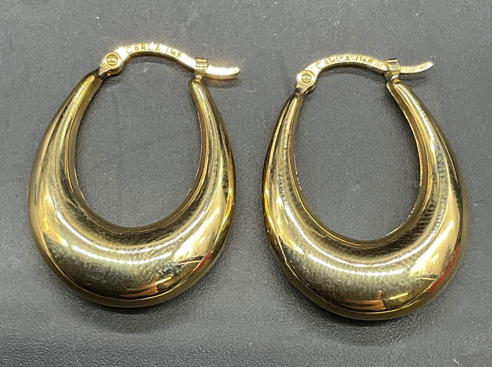 Signed Carla 14k Gold Hoop Earrings (1 of 6)