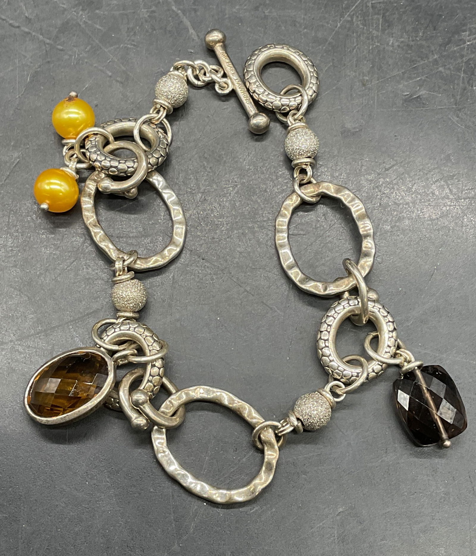 Michael Dawkins Sterling Silver Gem Pearl Bracelet (1 of 7)