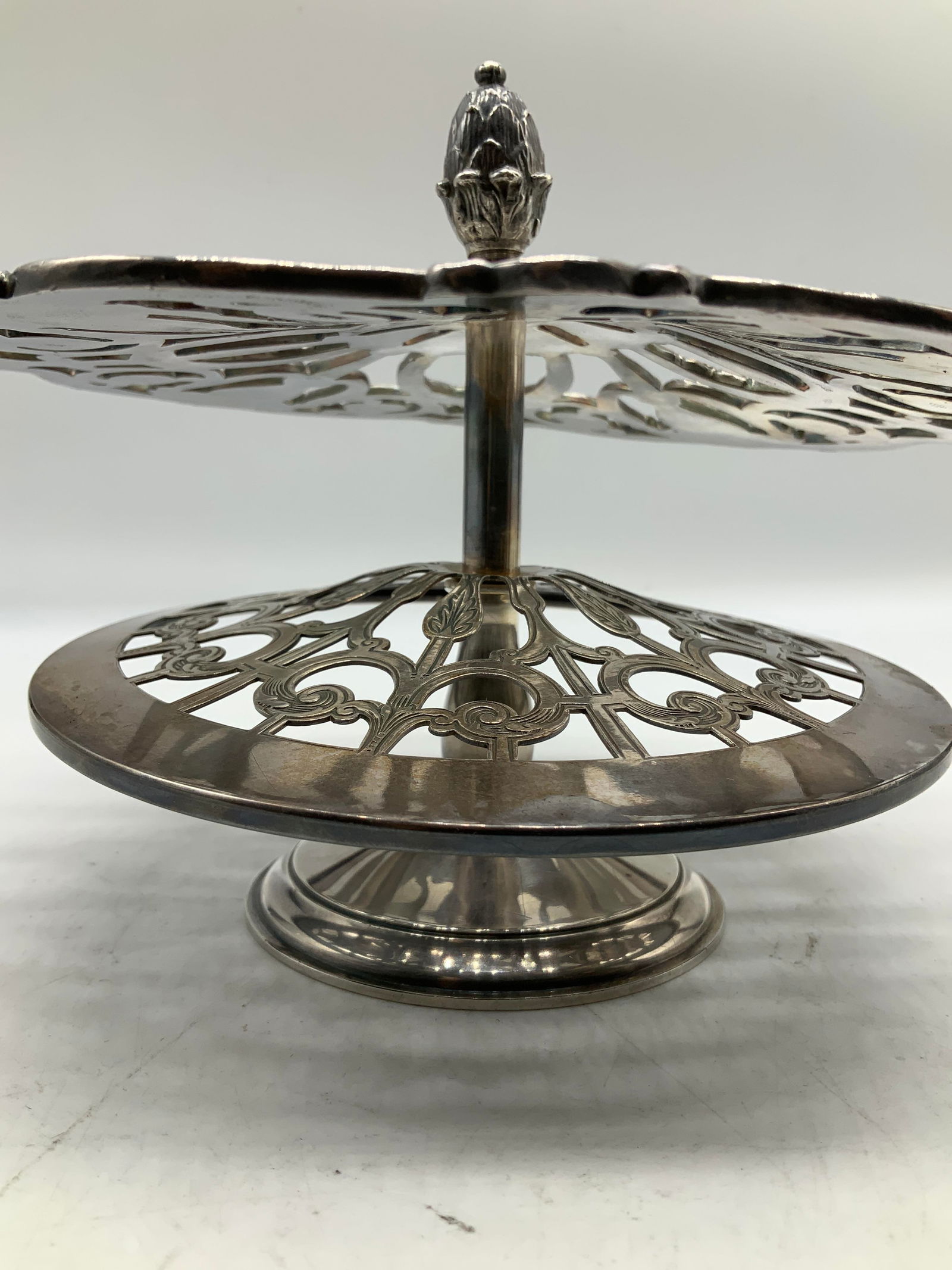 Vtg Gorham Silver Plated 2 Pc Serving Stand - 4