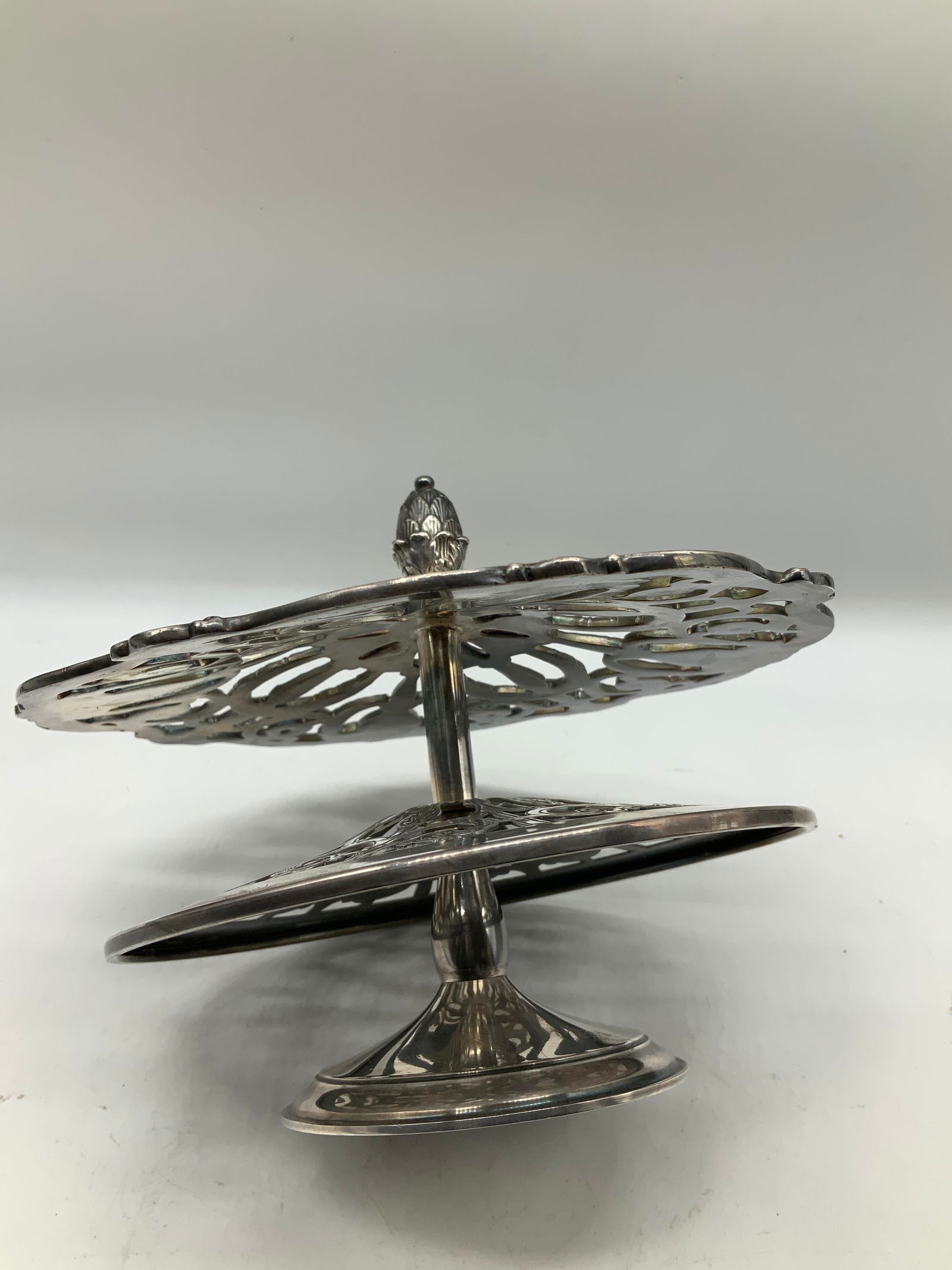 Vtg Gorham Silver Plated 2 Pc Serving Stand - 5