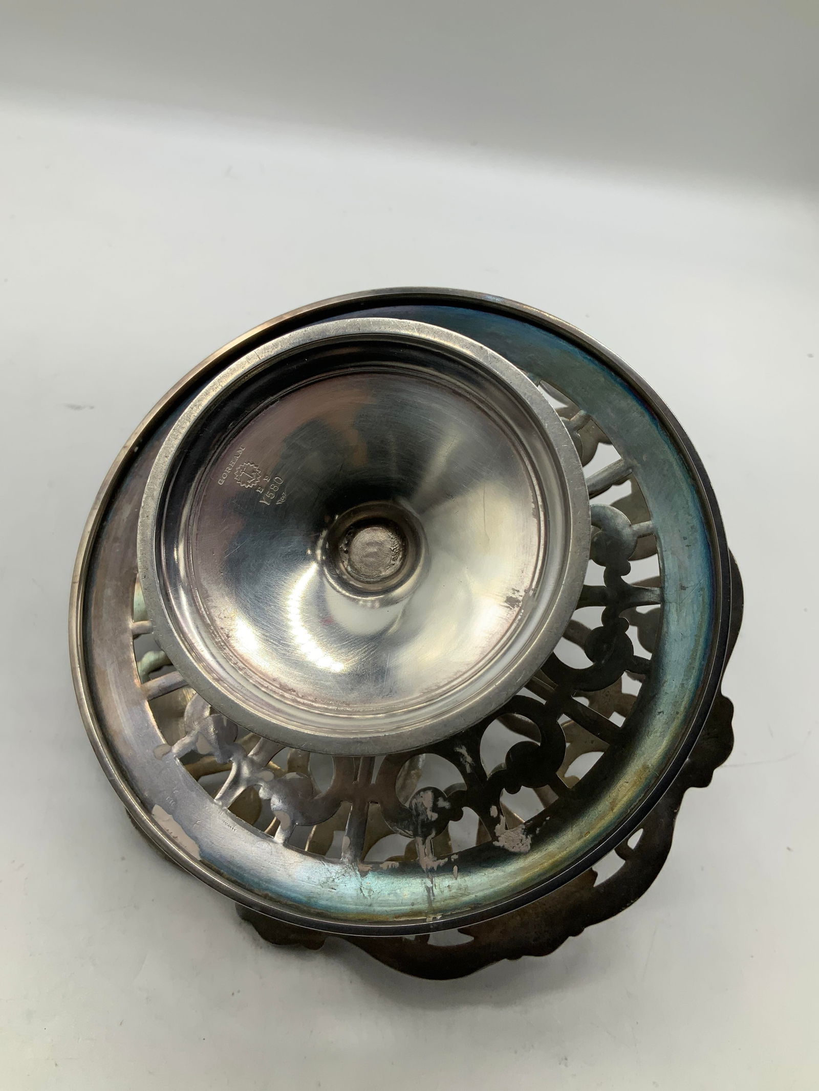 Vtg Gorham Silver Plated 2 Pc Serving Stand - 6