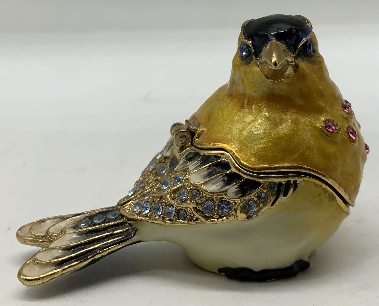 Lot 2 KD Enameled Goldfinch Trinket Box & Necklace (1 of 9)