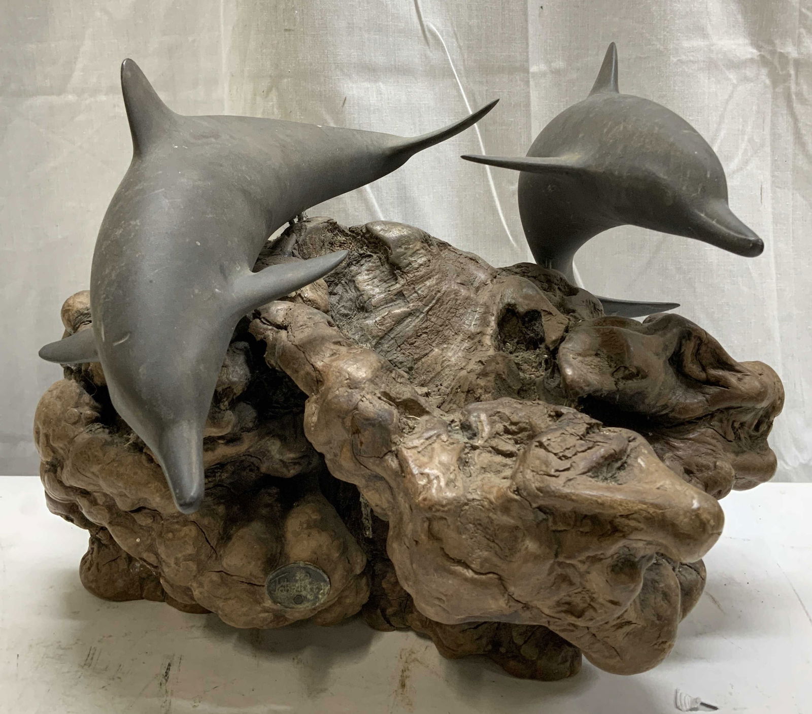 John Perry Dolphins on Burlwood Base Sculpture (1 of 6)