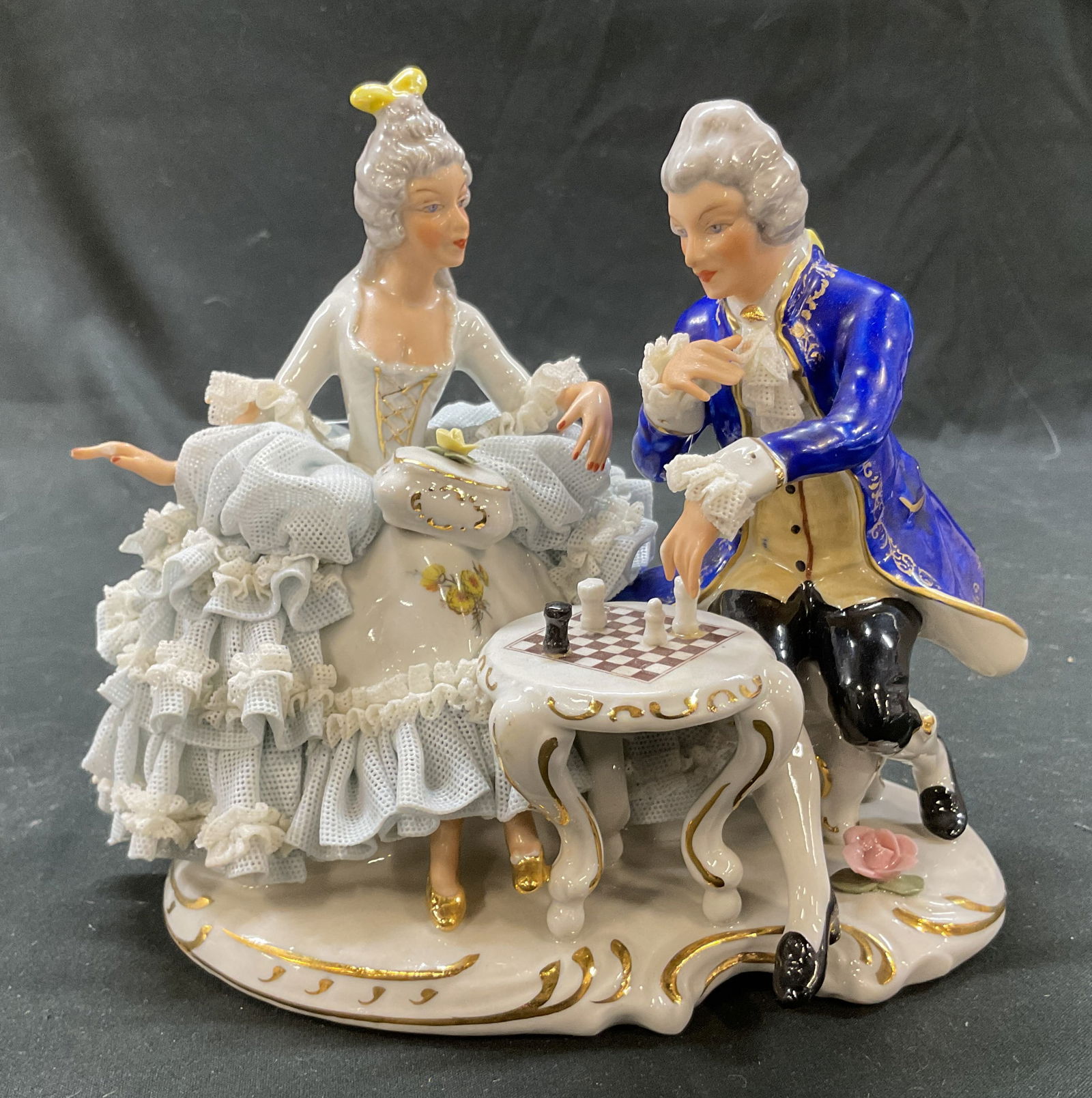 Dresden Porcelain Figures Playing Chess Germany (1 of 16)