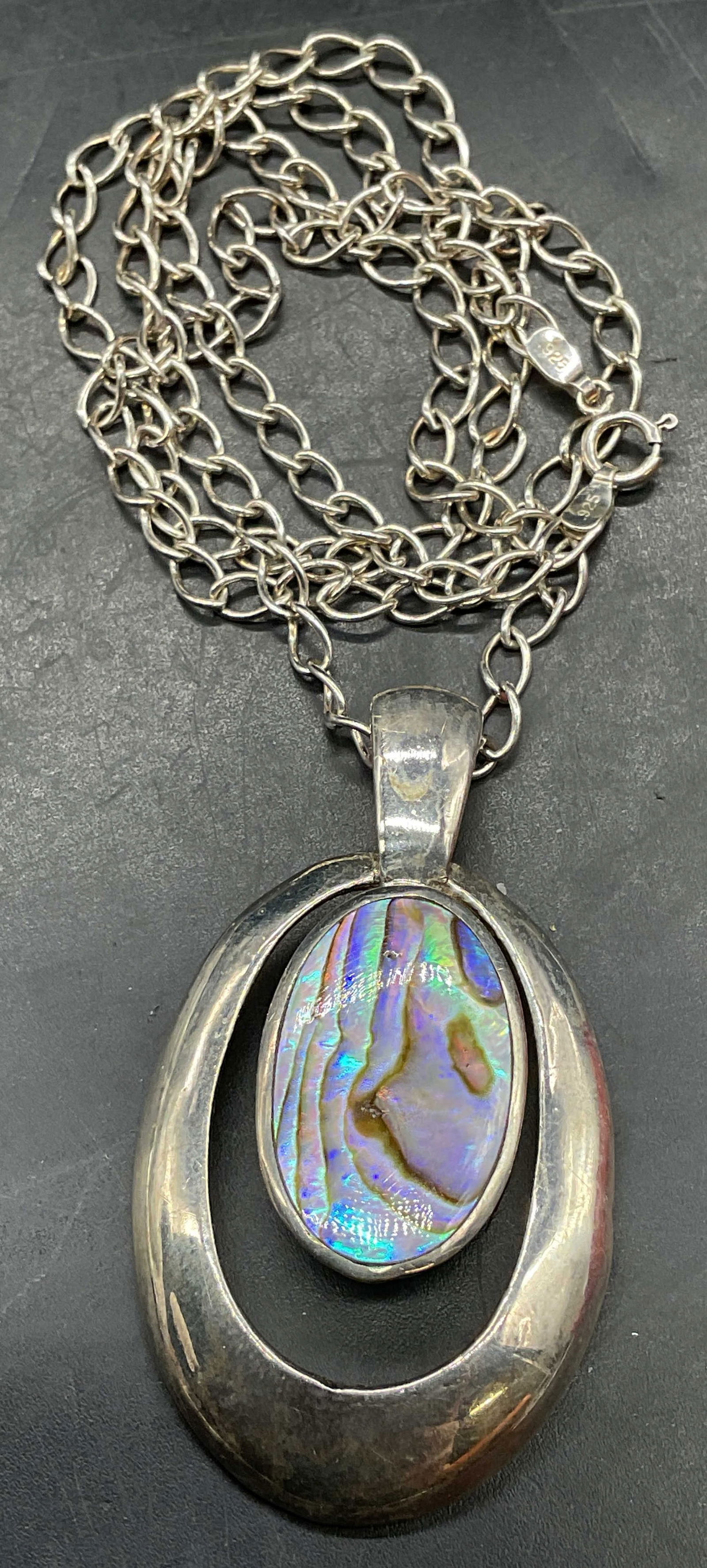 CFJ Sterling Silver Abalone Pendant Necklace ITALY (1 of 6)