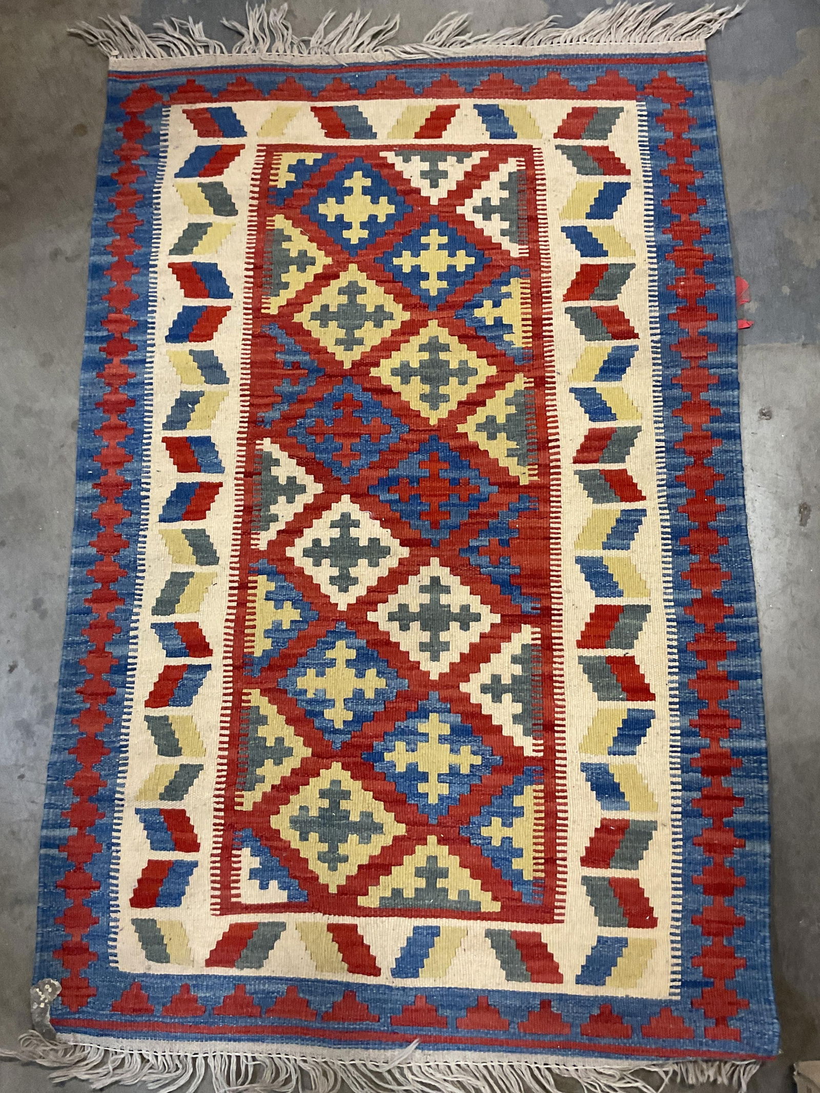 Handmade Wool Fringed Persian Kilim Rug 54in (1 of 10)