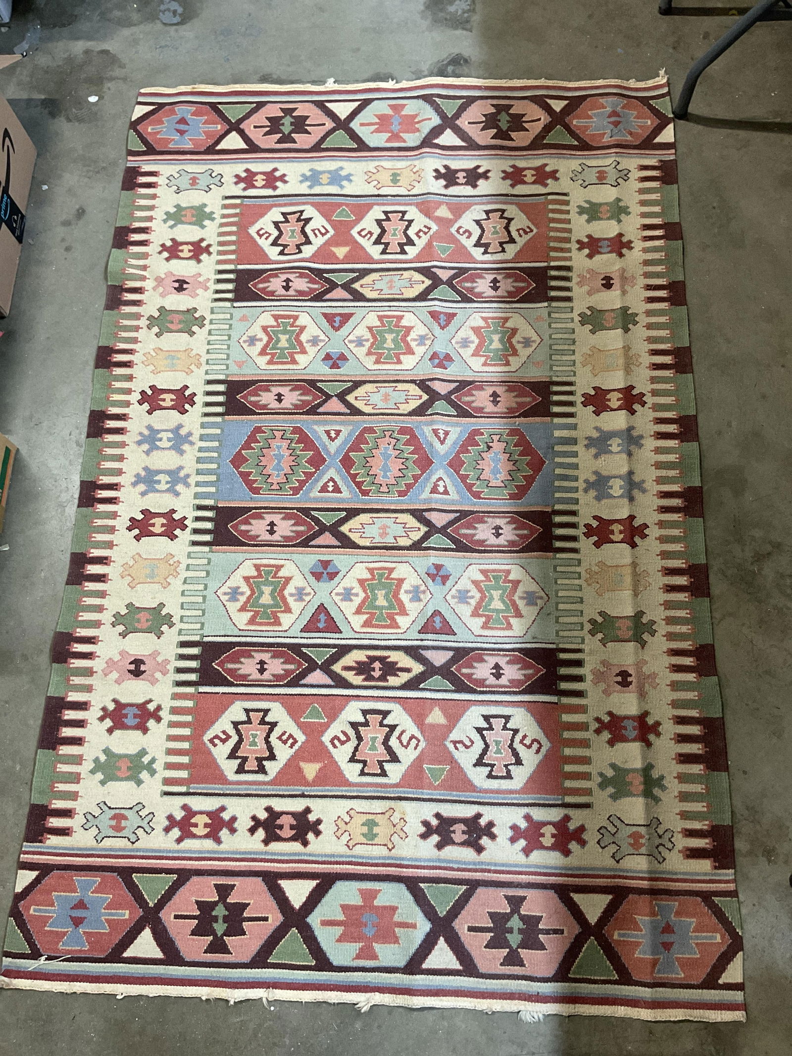Handmade Wool Geometric Persian Kilim Rug 68in (1 of 10)