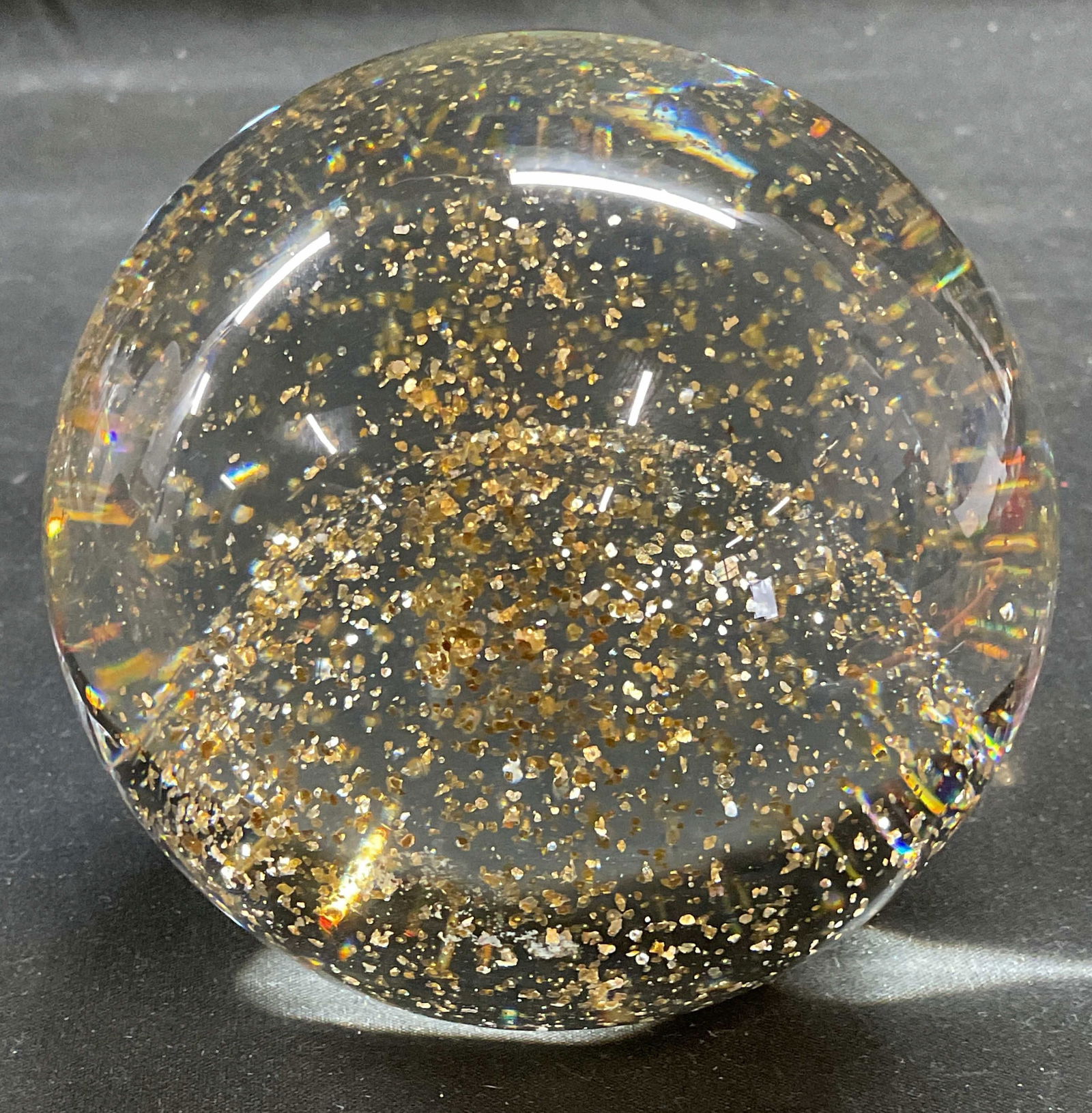 Hand Blown Gold Leaf Fleck Art Glass Paperweight (1 of 6)