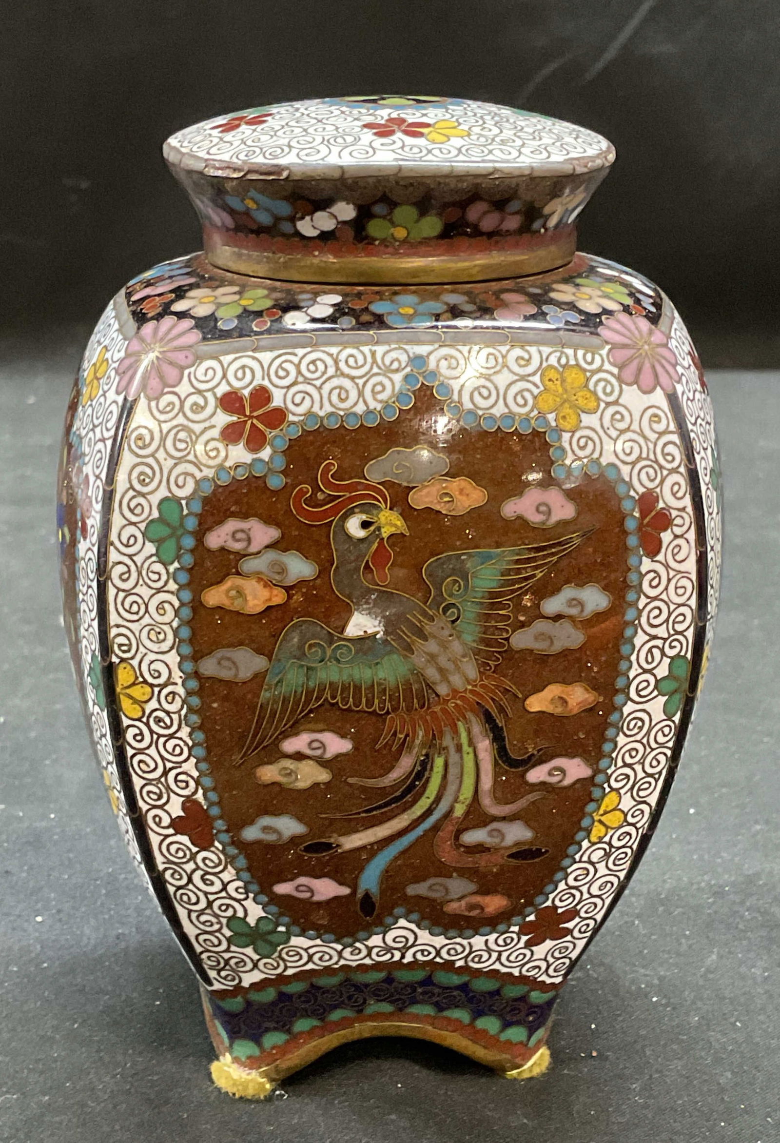 Vintage Asian Cloisonne Lidded Vase Urn (1 of 7)